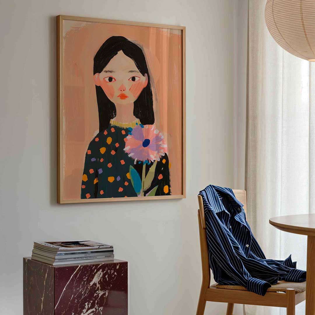 Meisje met bloem Poster