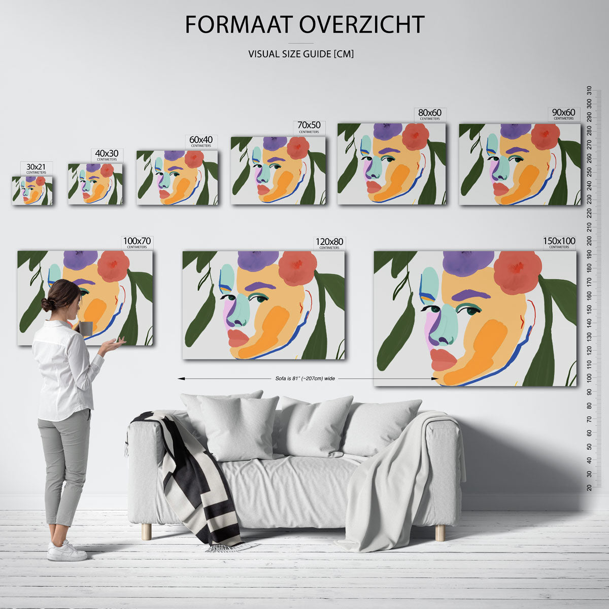 Abstracte gezichten en bloemen Poster