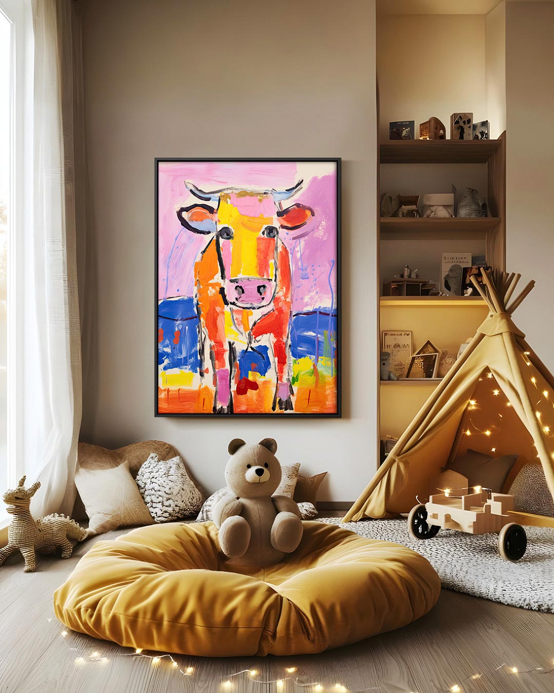 Kleurrijke koe Kunstwerk