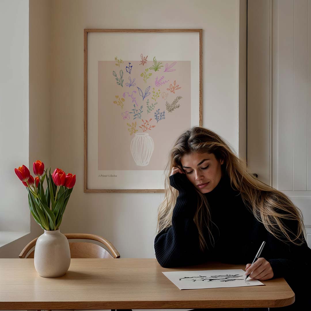 Bloemenpracht in Vaas Illustratie Poster-WallArtistic