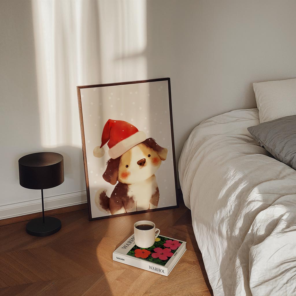 Schattige Kerst Puppy Poster-WallArtistic