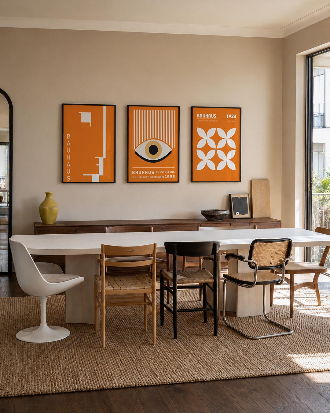 Oranje lijnenspel Posterset