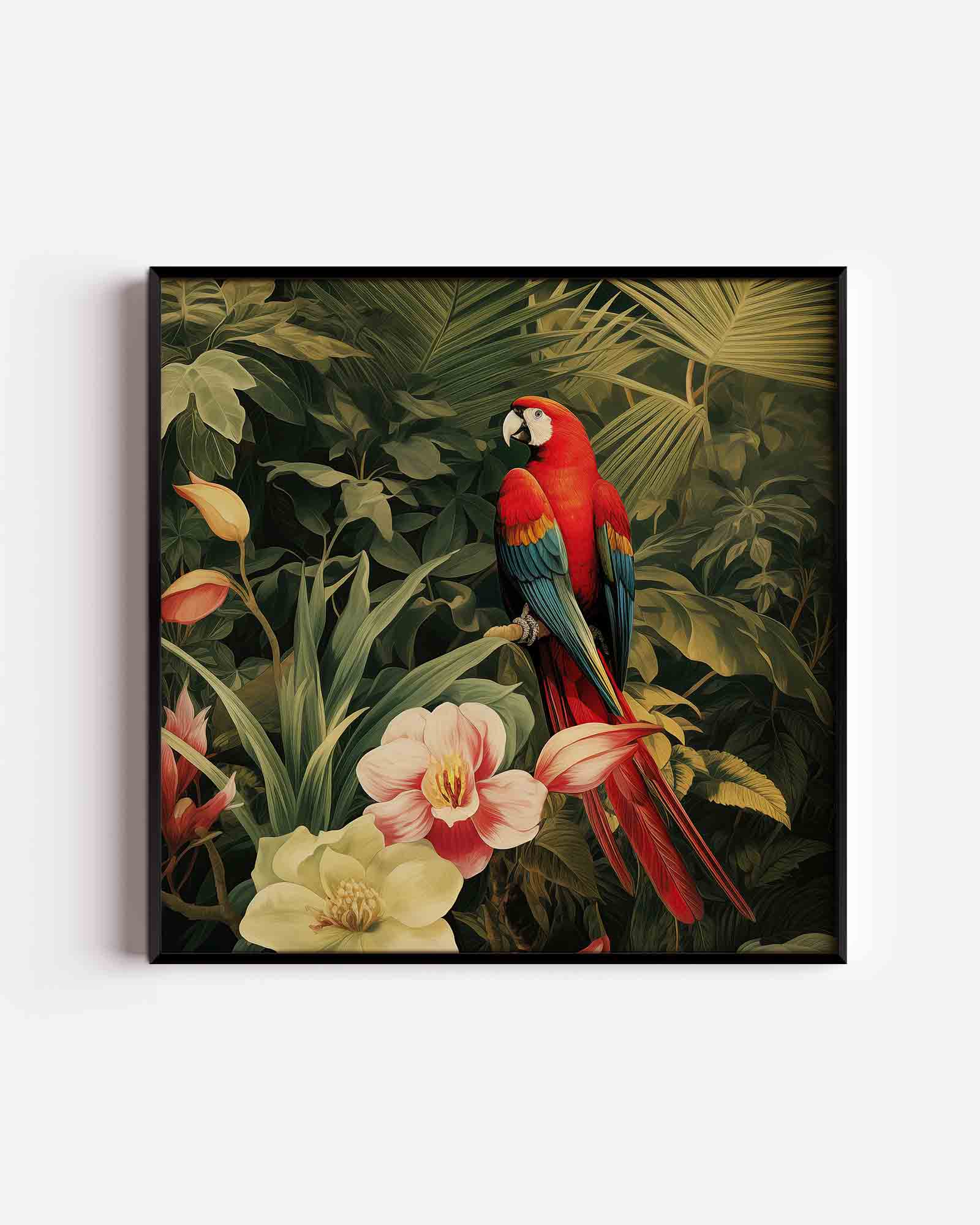 Papegaai en bloemen Poster