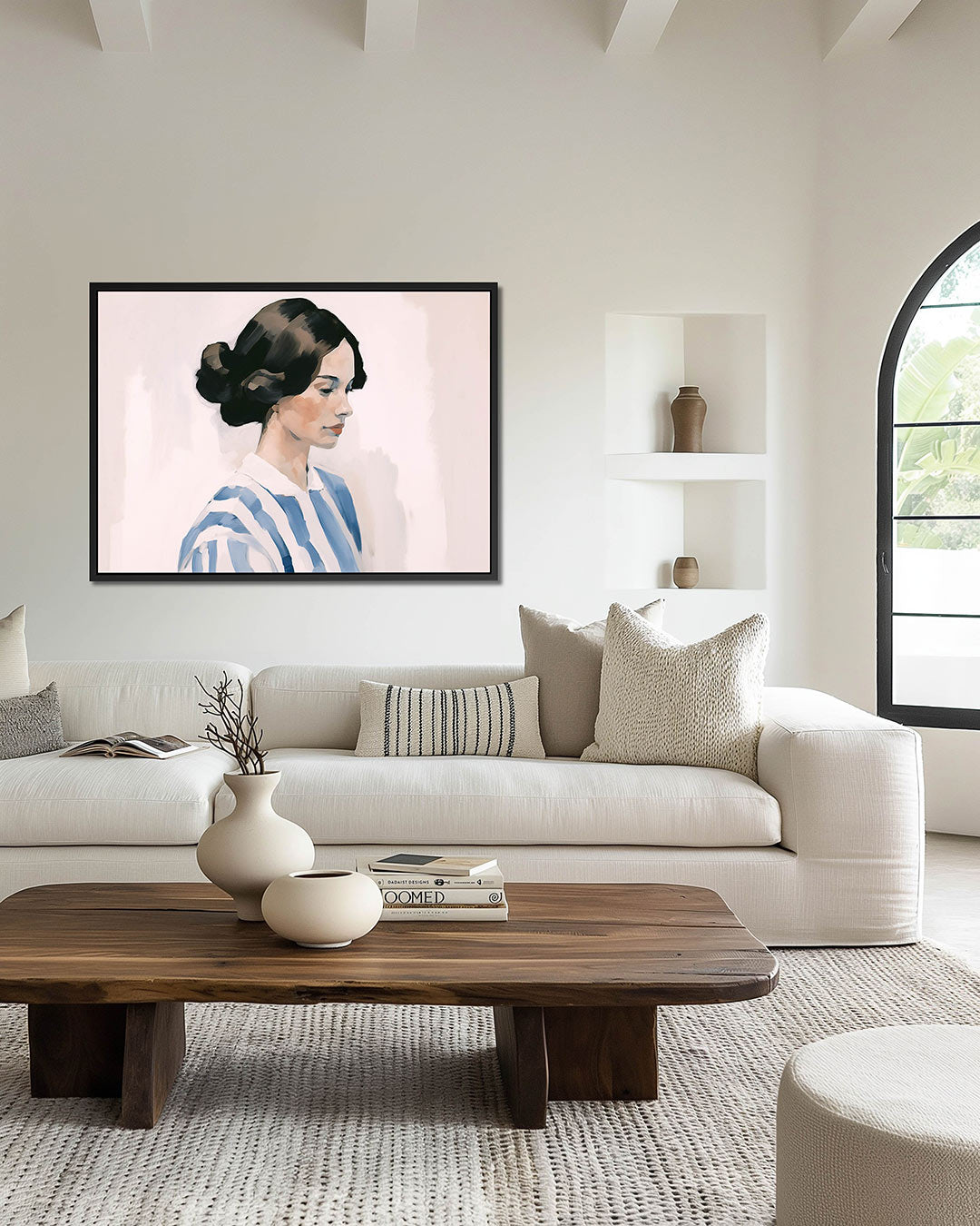Gestreepte portretstudie Kunstwerk