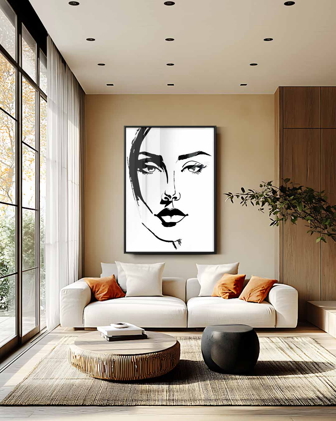 Minimalistisch Portret Kunstwerk-canvas-dibond-plexiglas-wanddecoratie-WallArtistic