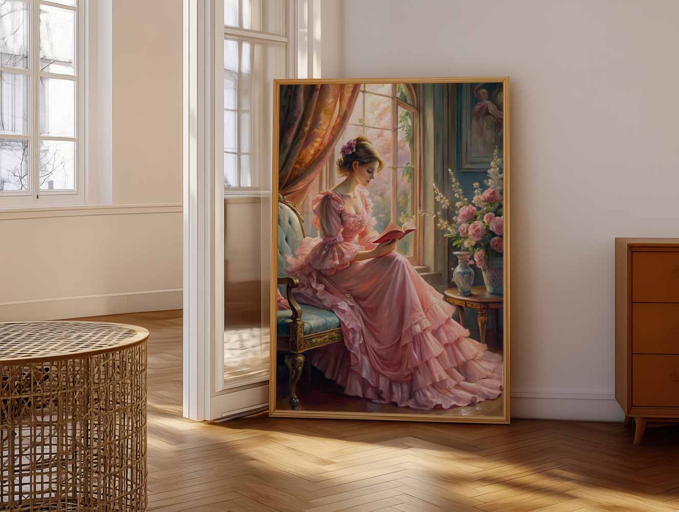 Romantische Lezende Dame Poster-WallArtistic