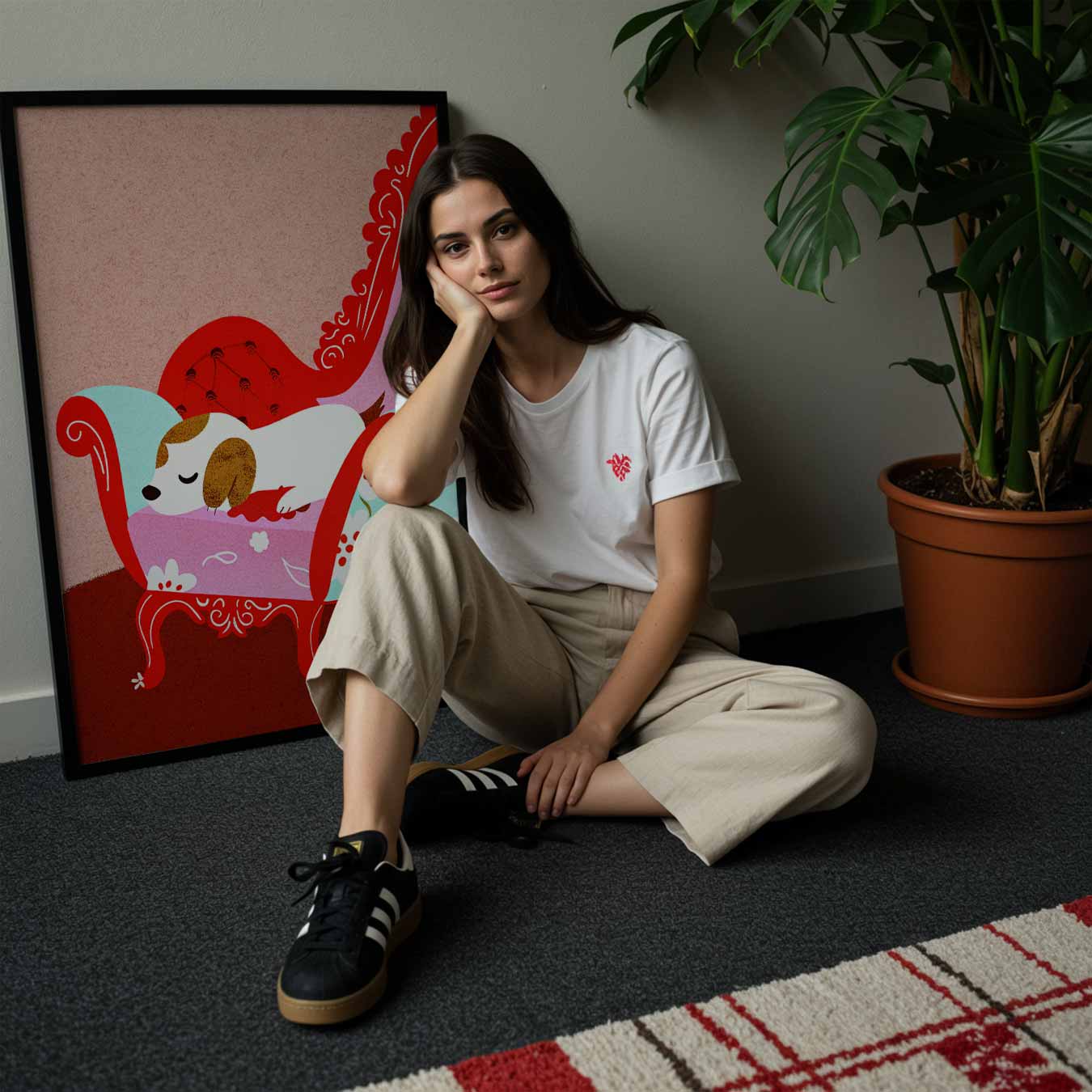Slapende Poes op Chique Bankje Poster-WallArtistic