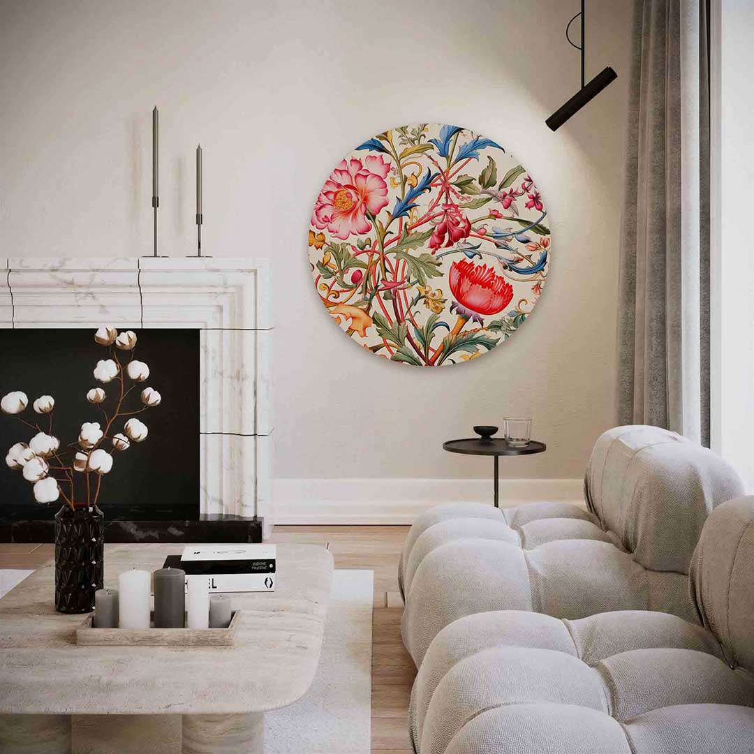 Bloemen en bladeren Muurcirkel