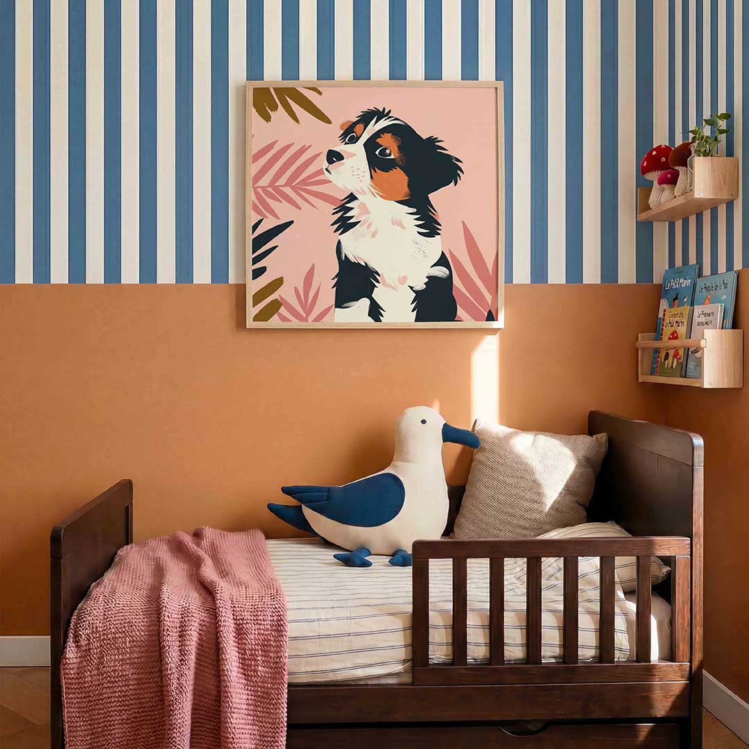 Hond met bladeren Poster