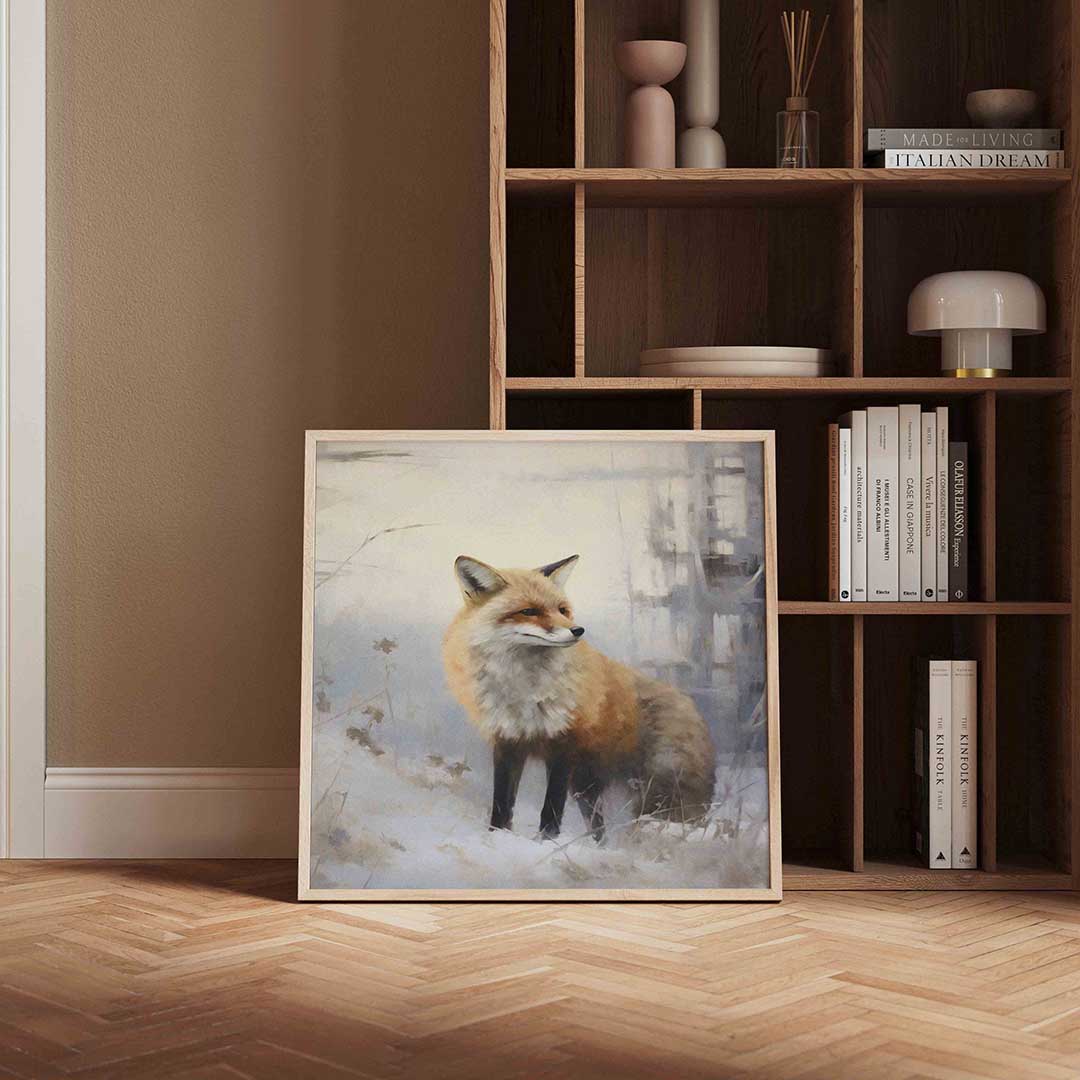 Vos in winterlandschap Poster