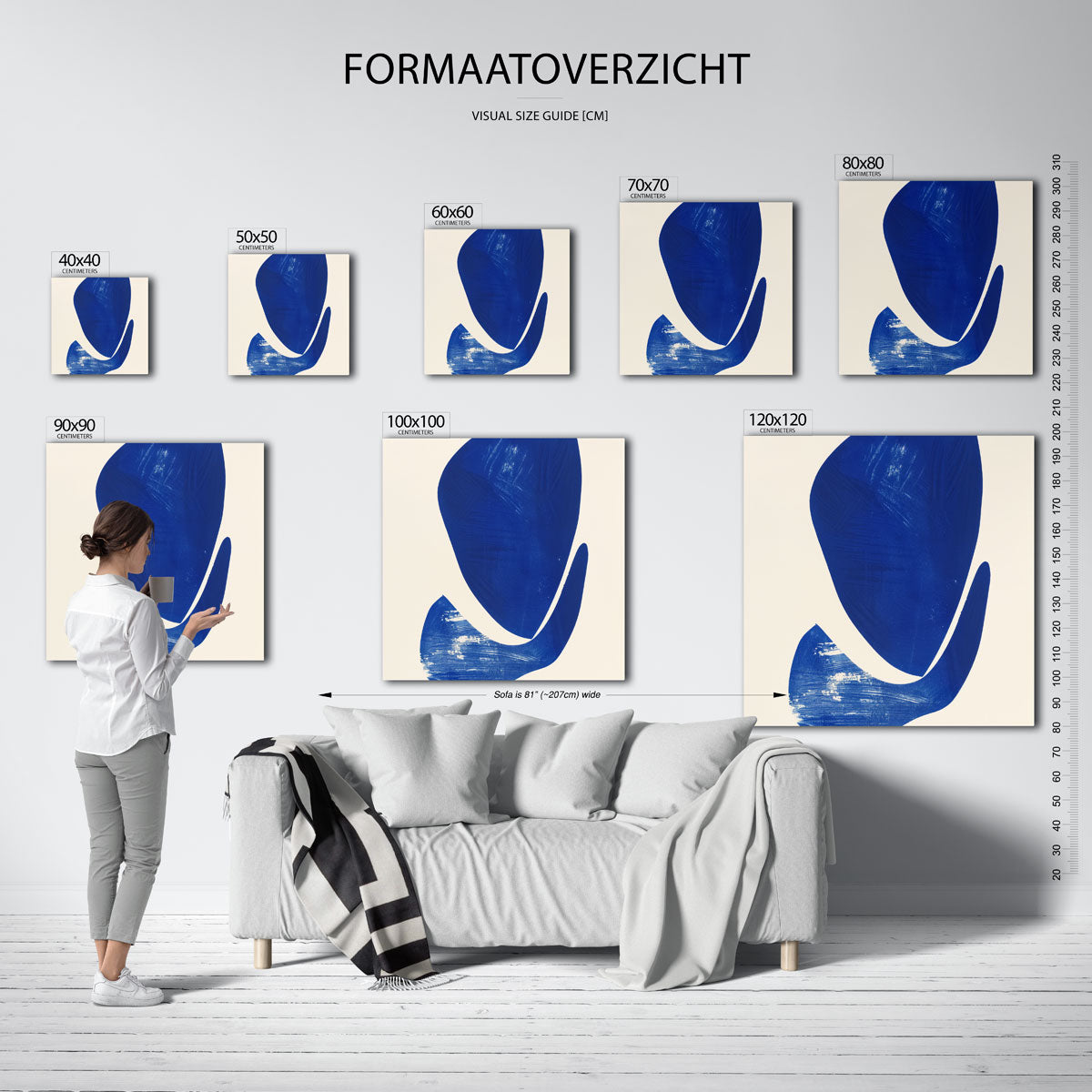 Abstracte blauwe vormen Poster