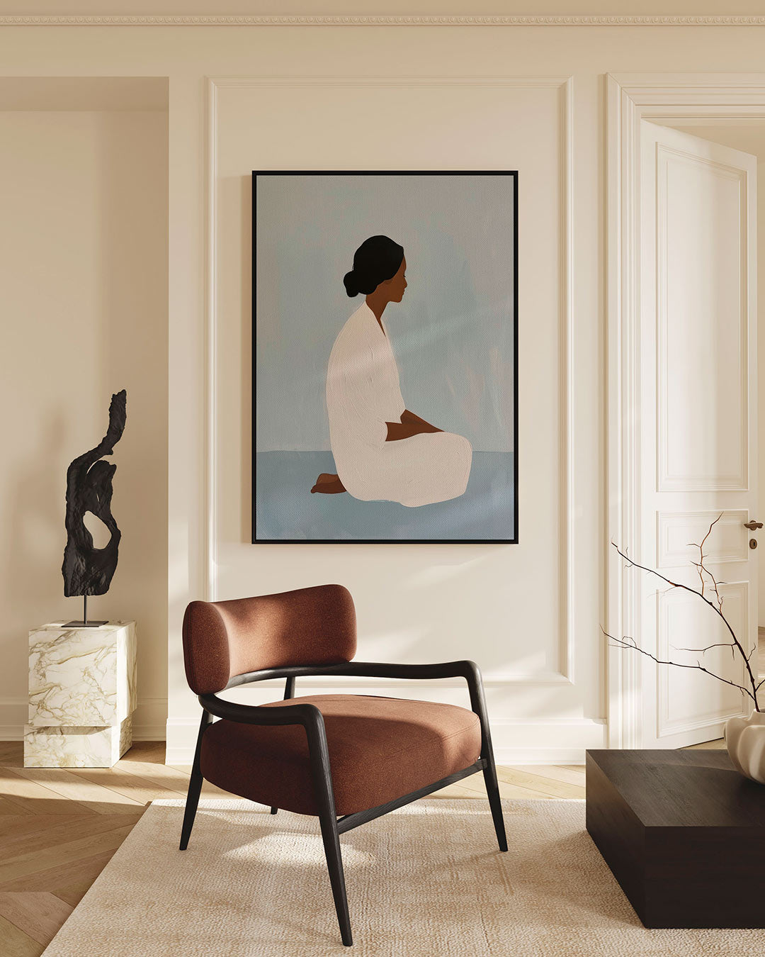 Zittende vrouw silhouet Kunstwerk