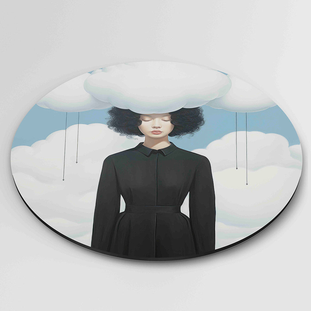 Vrouw met wolken Muurcirkel