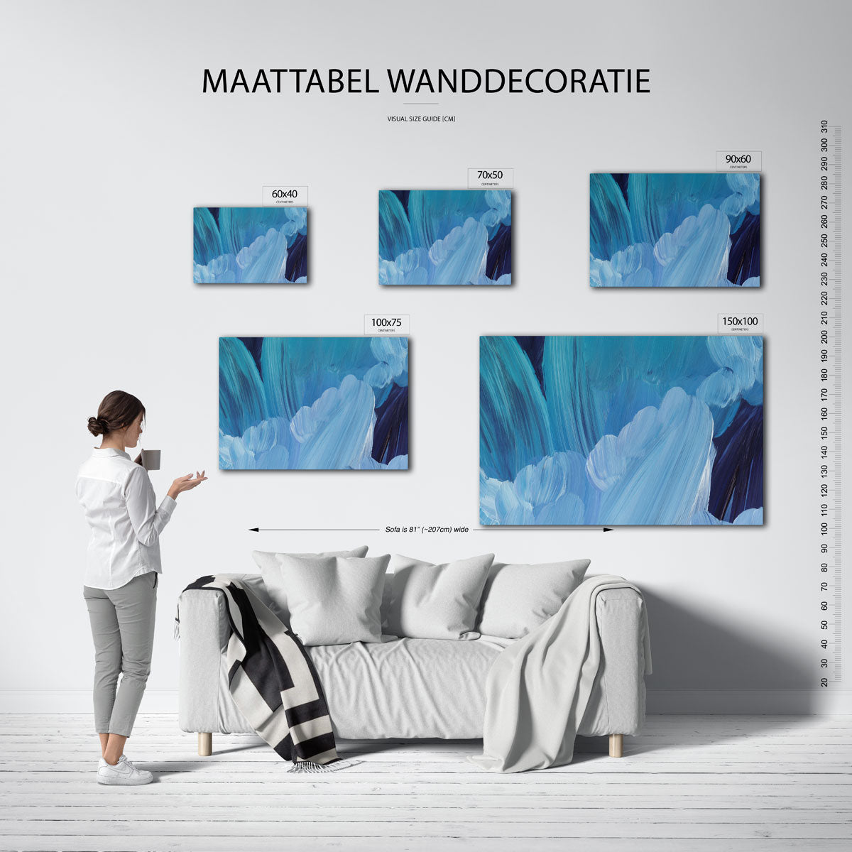 Dynamische blauwtinten Kunstwerk