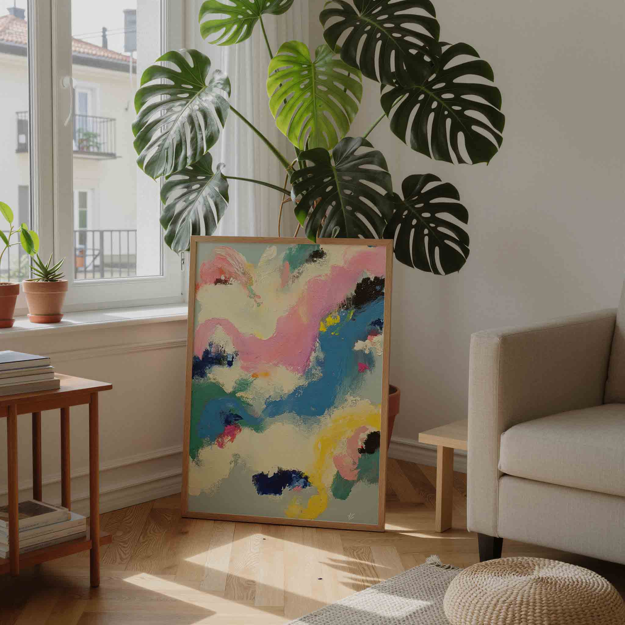 Abstracte kleurenexplosie Poster