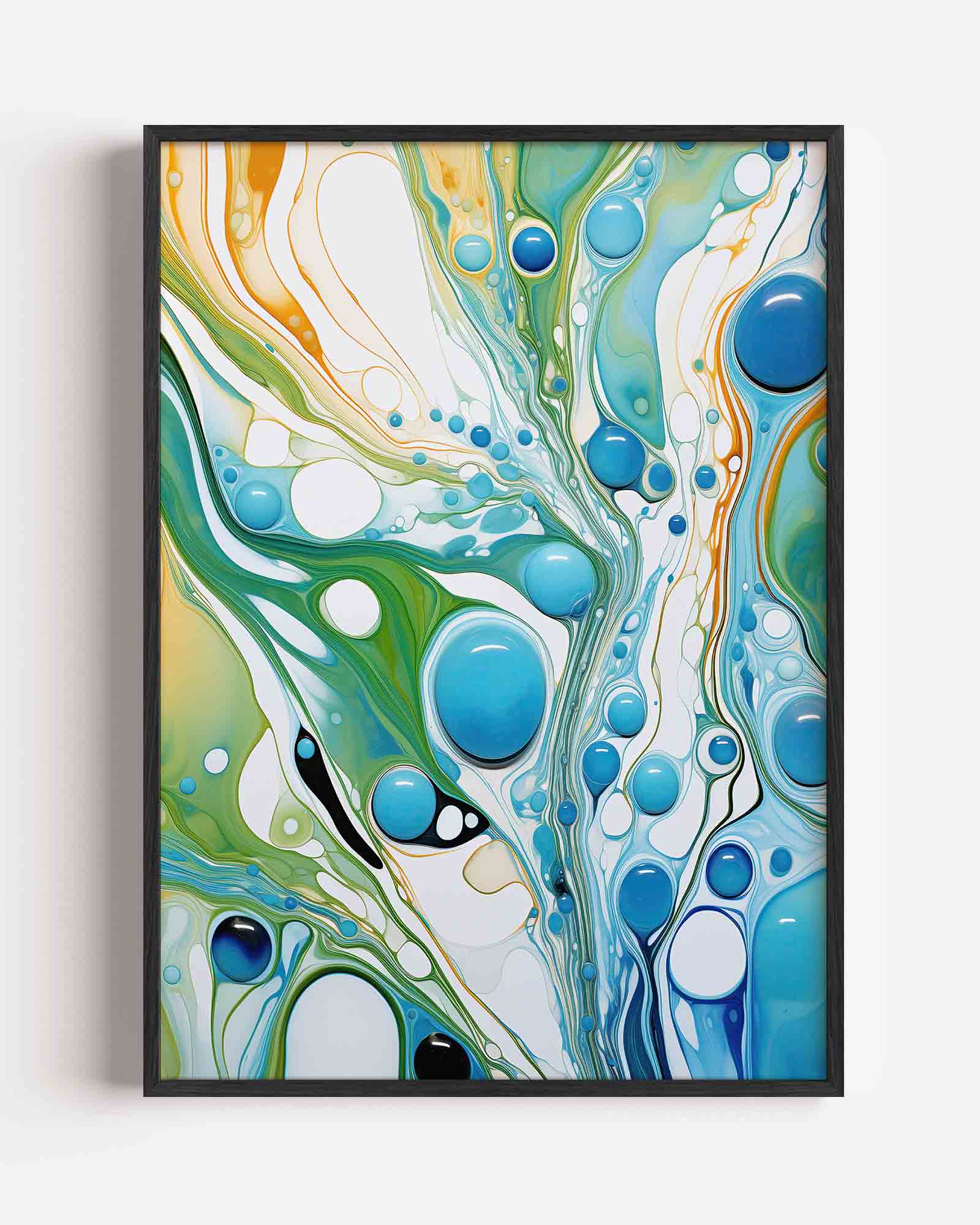 Abstracte blauwe en groene vormen Poster