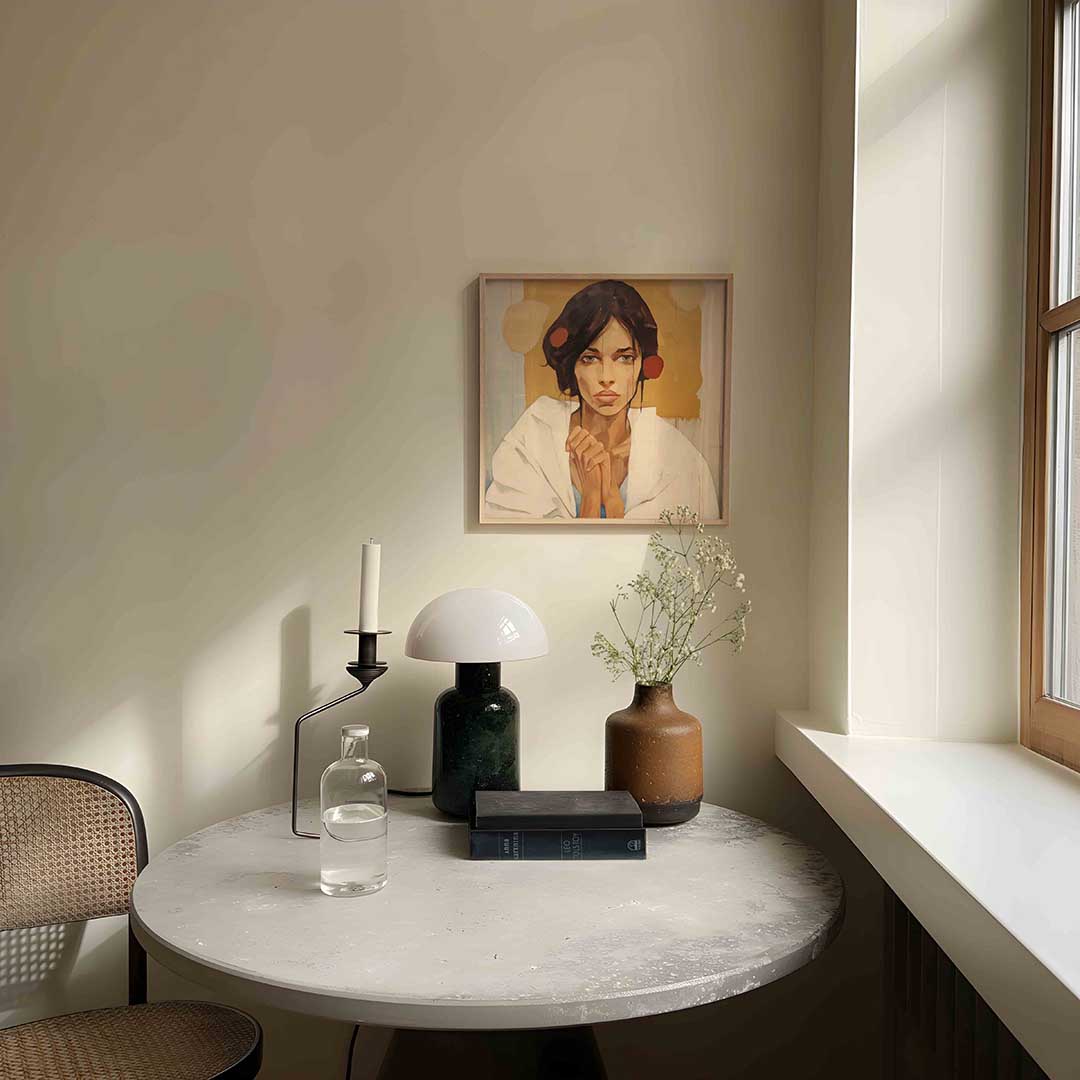 Vrouw met witte doek Poster