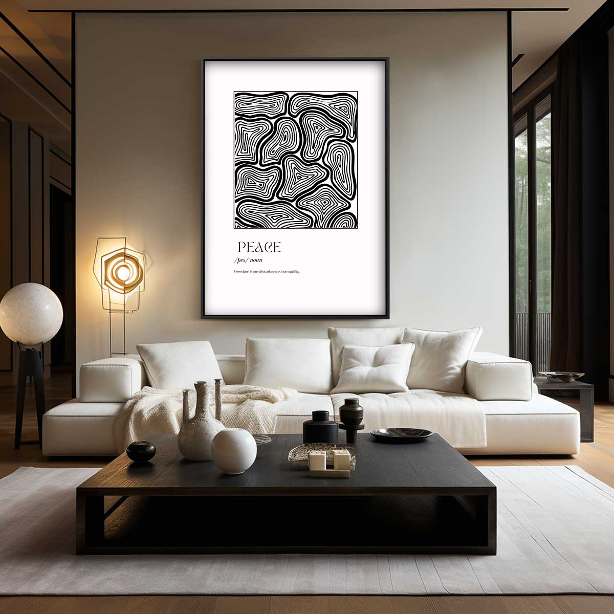 Zwart-wit Labyrint Kunstwerk Kunstwerk-canvas-dibond-plexiglas-wanddecoratie-WallArtistic