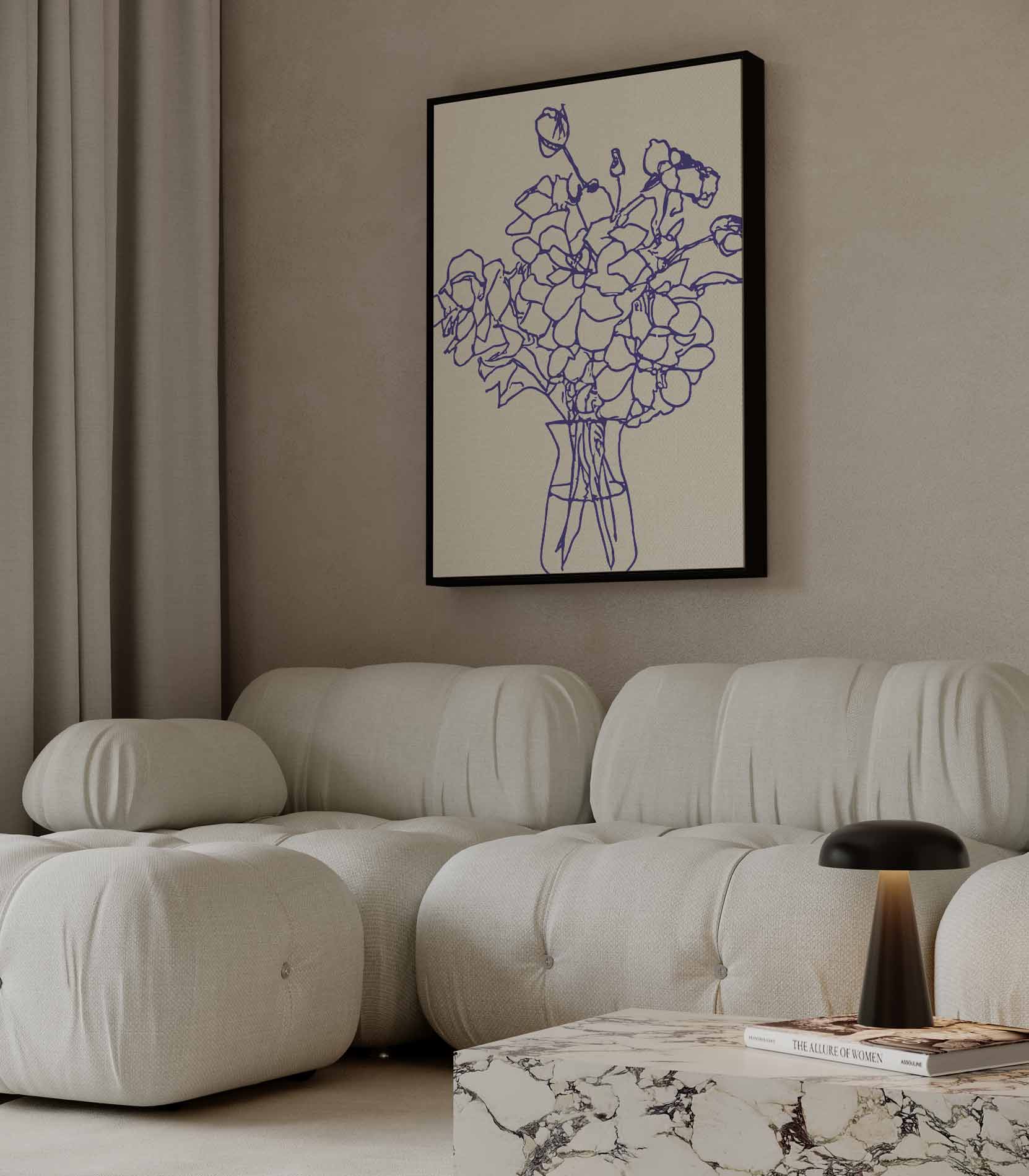 Handgetekende Bloemenpracht Kunstwerk-canvas-dibond-plexiglas-wanddecoratie-WallArtistic