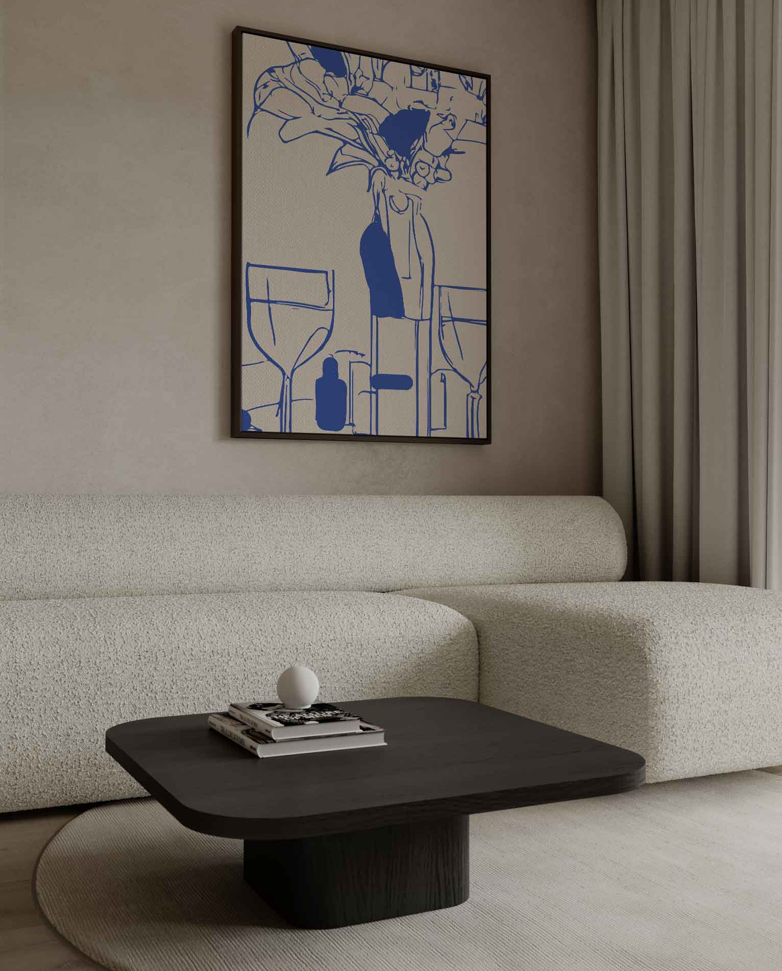 Moderne Blauwe Stilleven Kunstwerk-canvas-dibond-plexiglas-wanddecoratie-WallArtistic