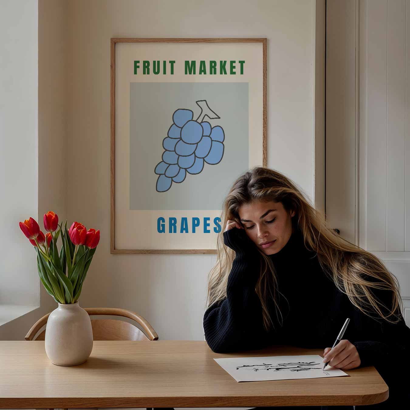 Stijlvolle Druiven Markt Poster-WallArtistic