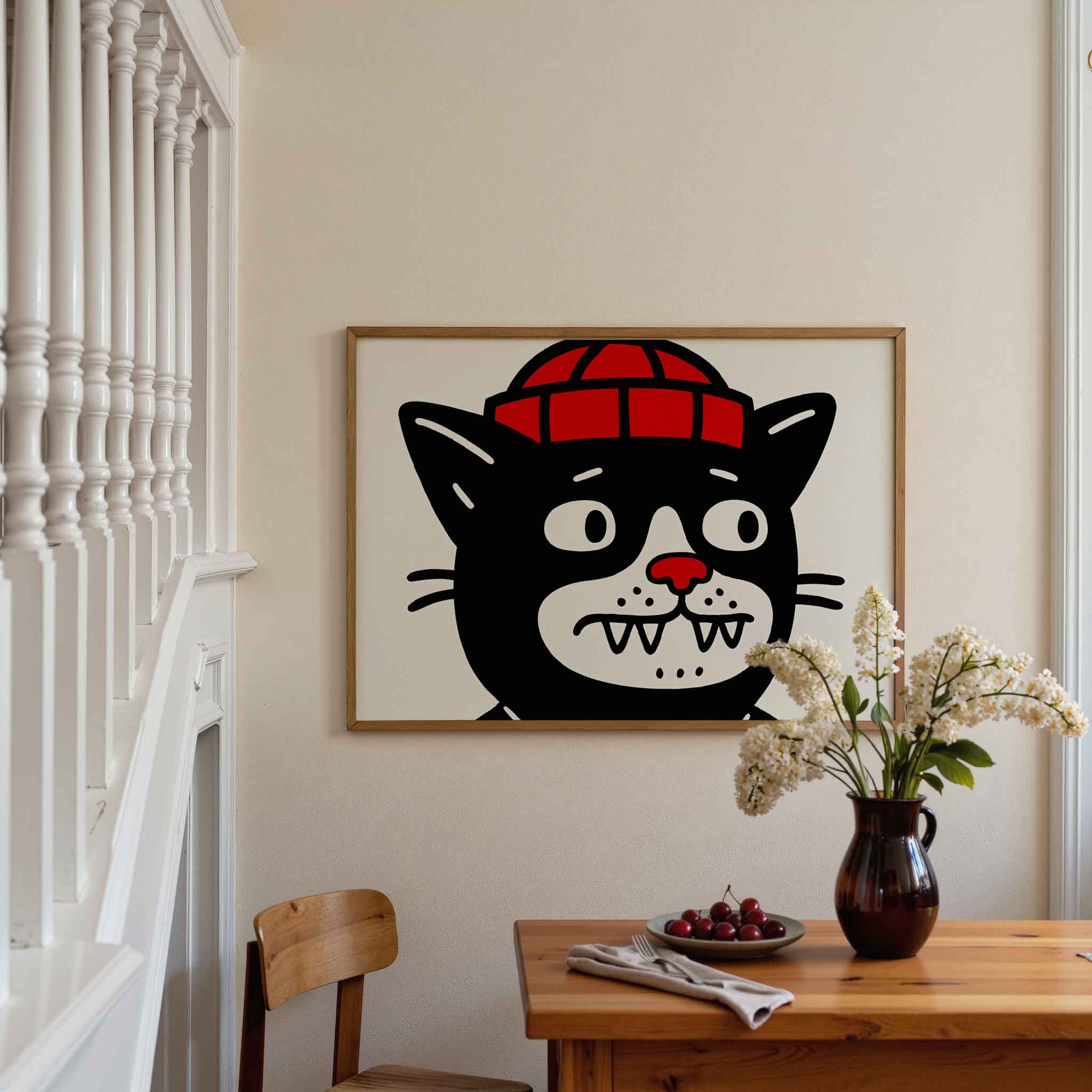 Kat met rode muts Poster