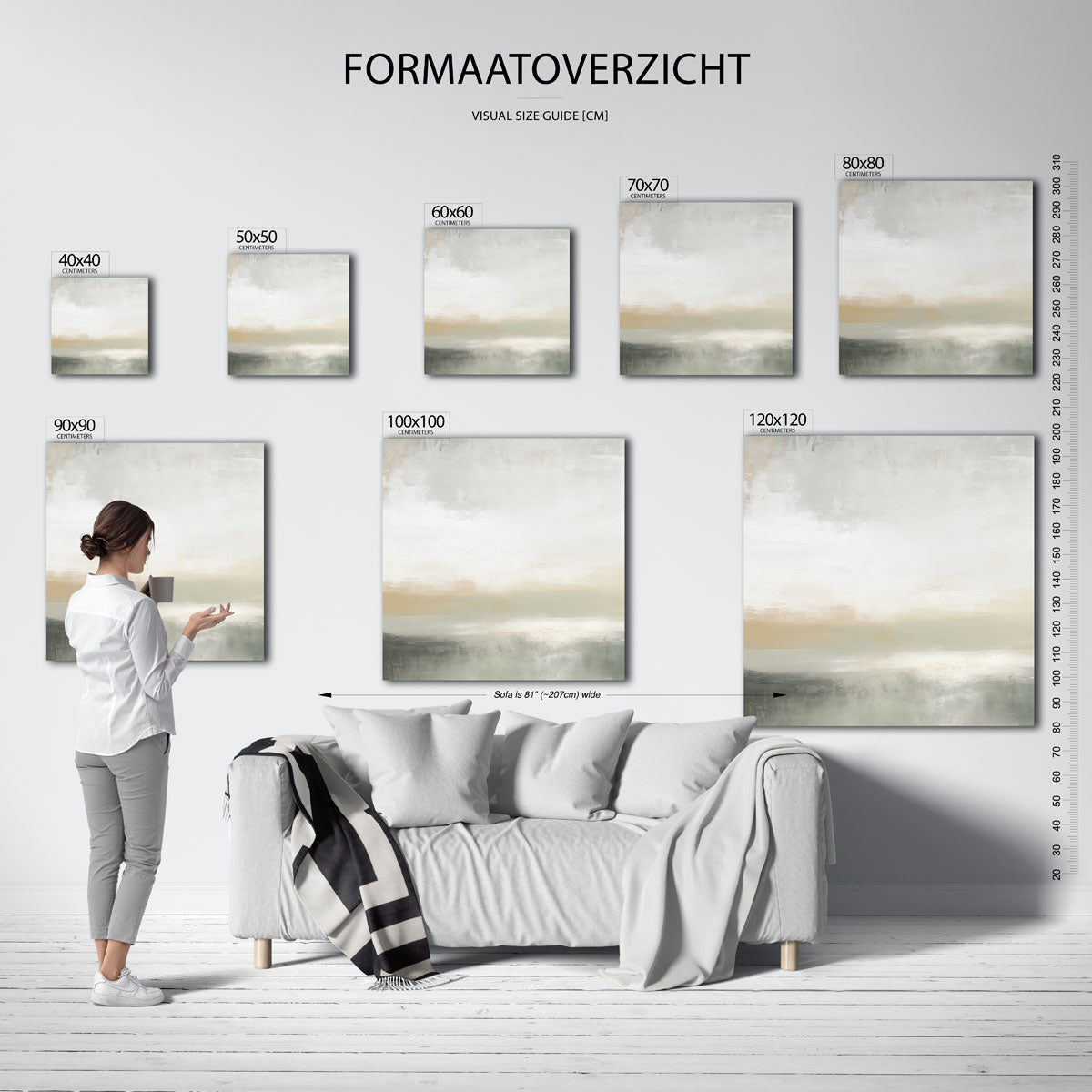 Abstracte beige en grijze Poster