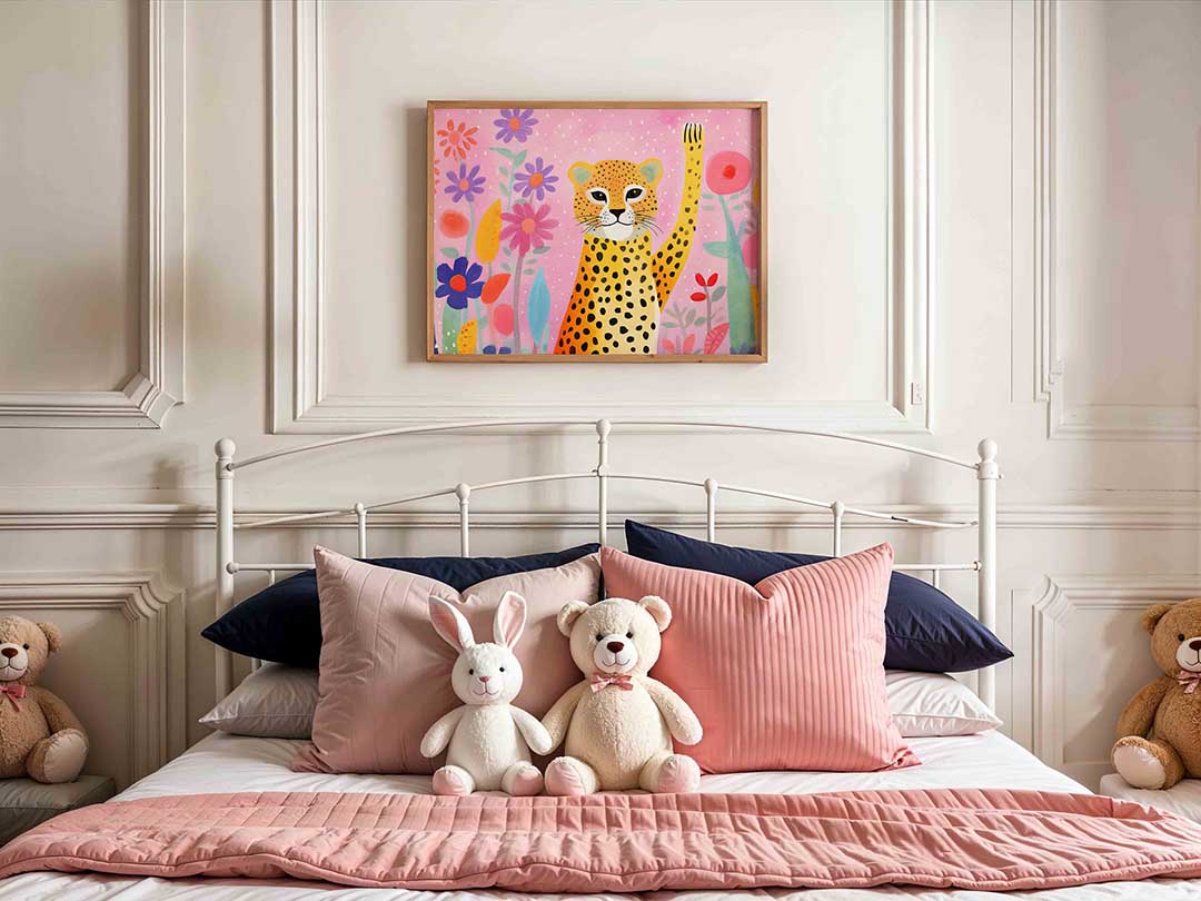 Luipaard en bloemen Poster
