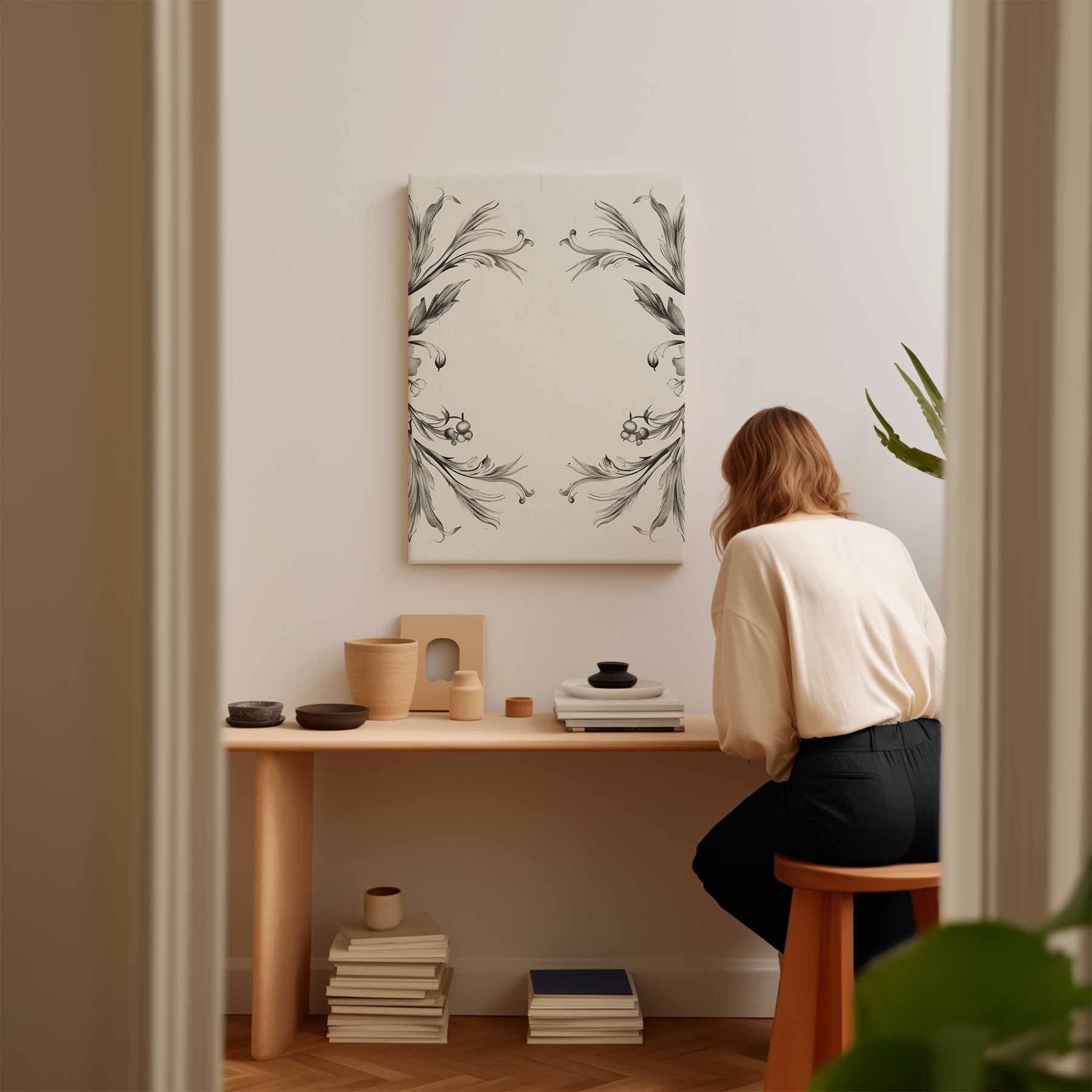 Elegante Bloemenillustratie Kunstwerk-canvas-dibond-plexiglas-wanddecoratie-WallArtistic