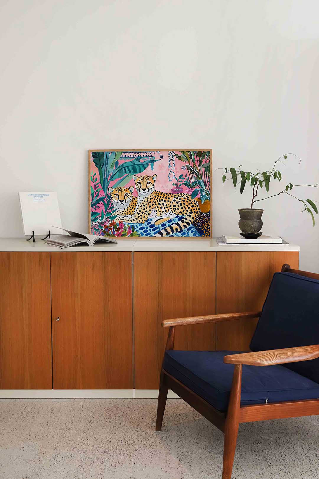 Twee cheeta's en planten Poster