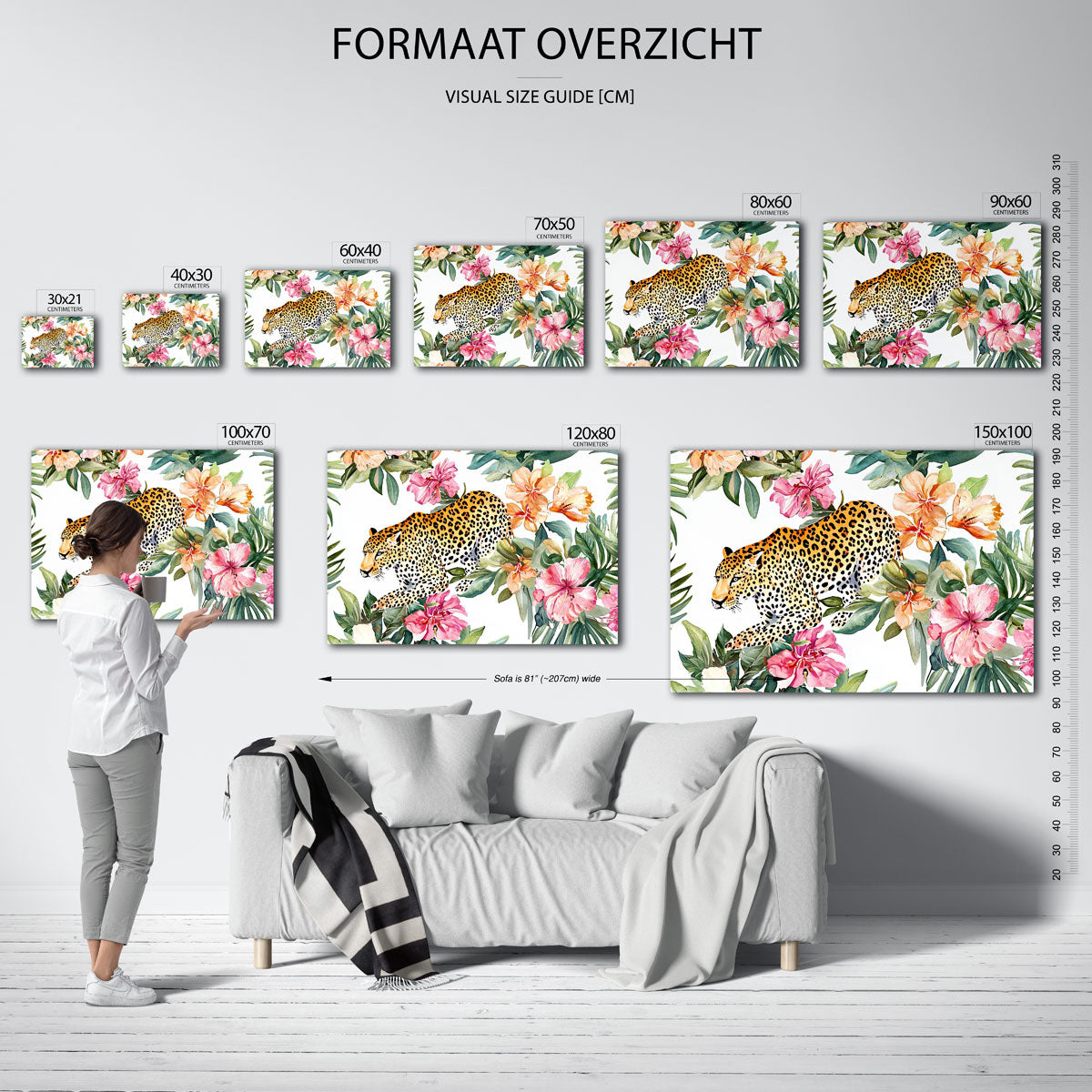 Luipaard en bloemen Poster