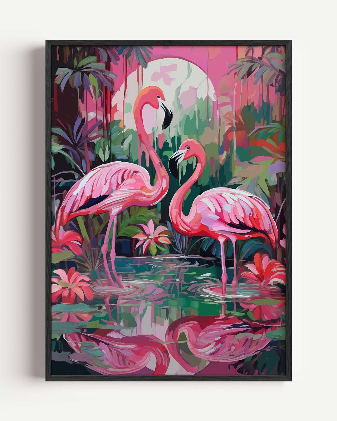 Tropische Flamingo Serenade Poster-WallArtistic