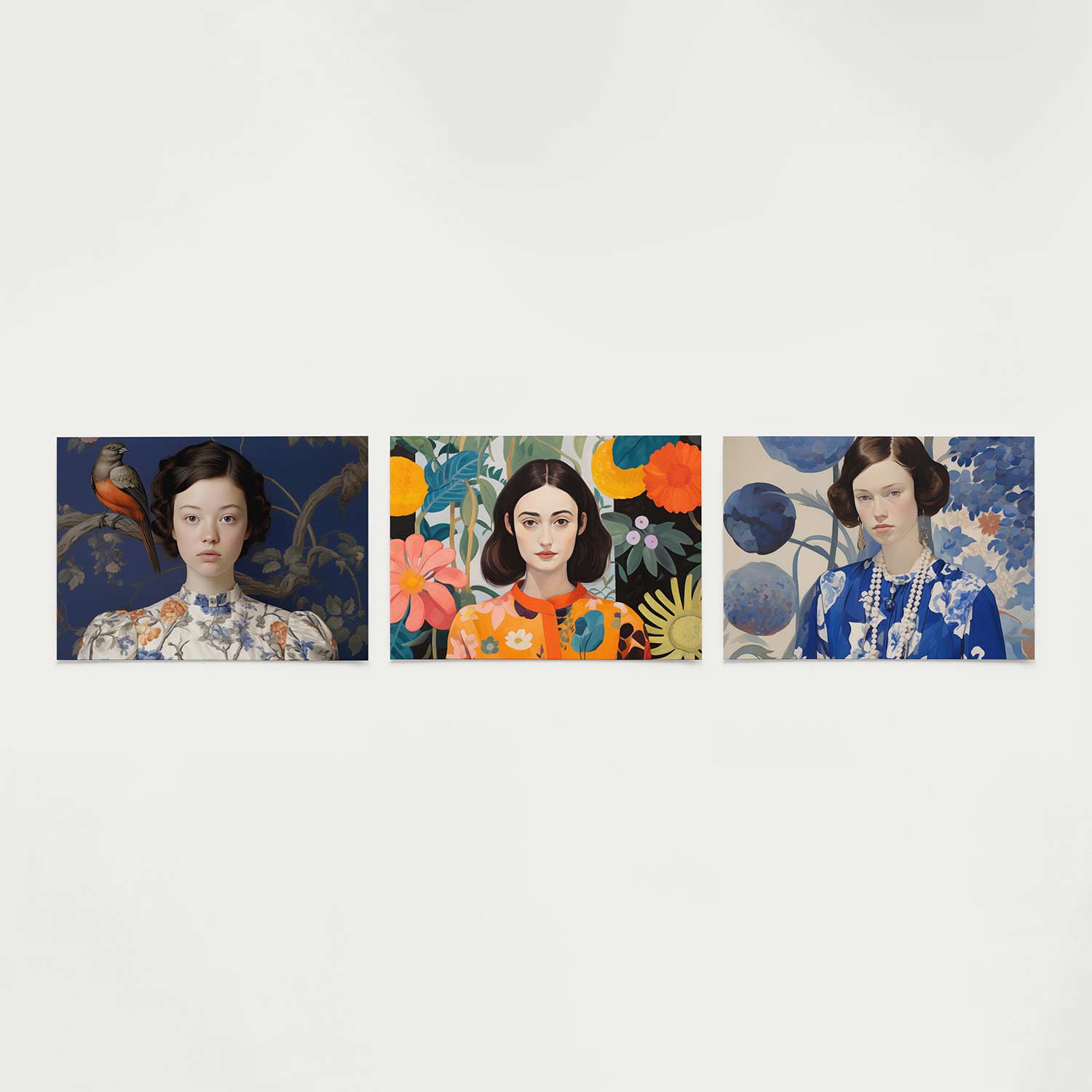 Vogel en bloemen Posterset