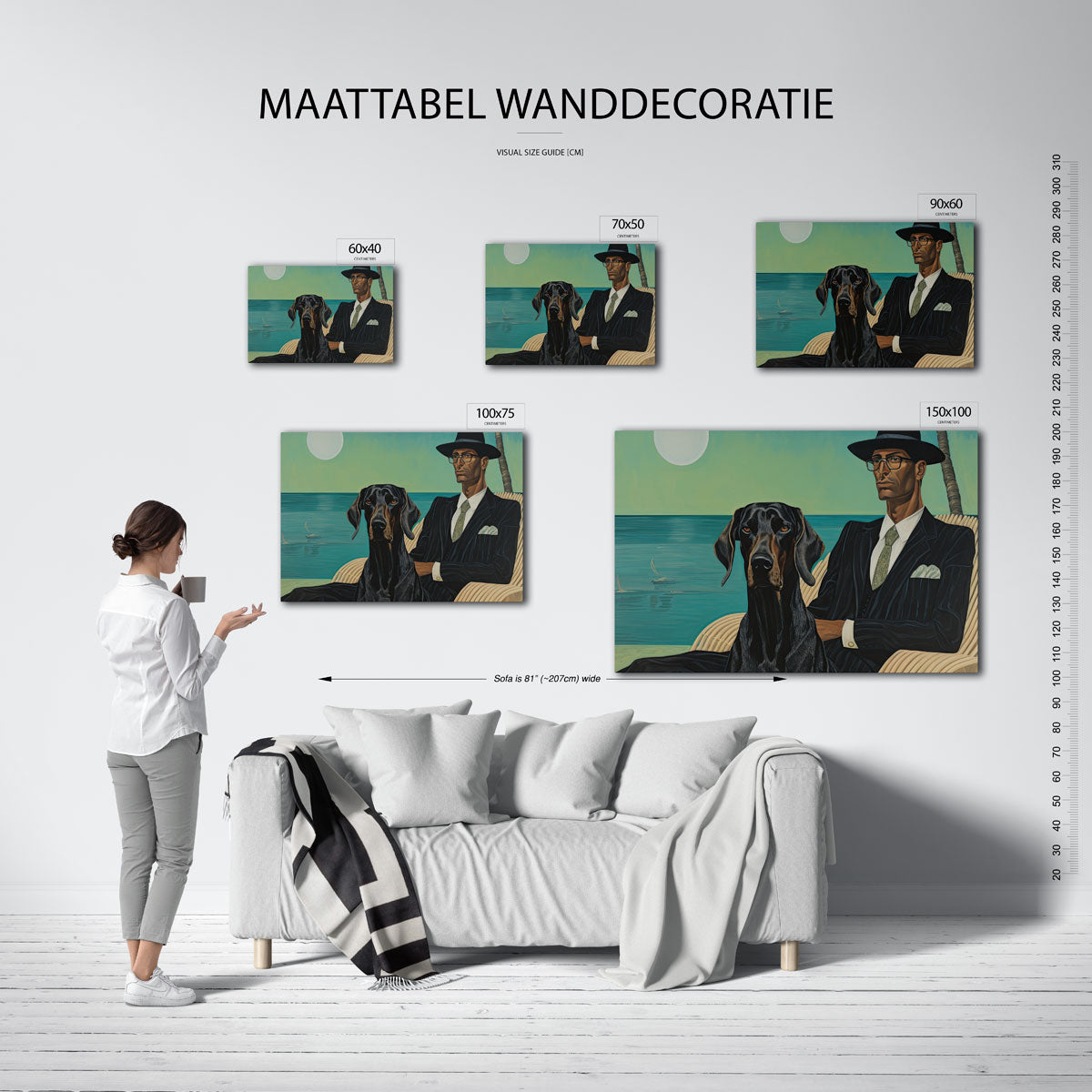 Man met hond Kunstwerk