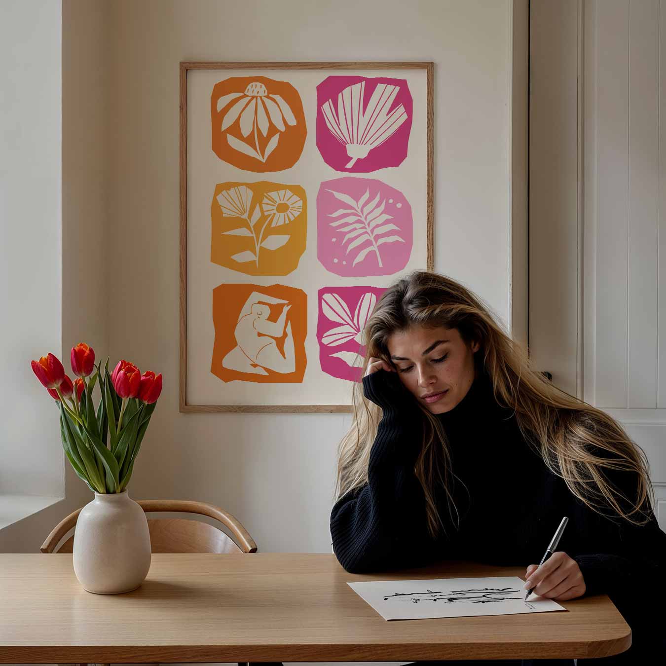 Bloemenpracht en Elegante Vormen Poster-WallArtistic