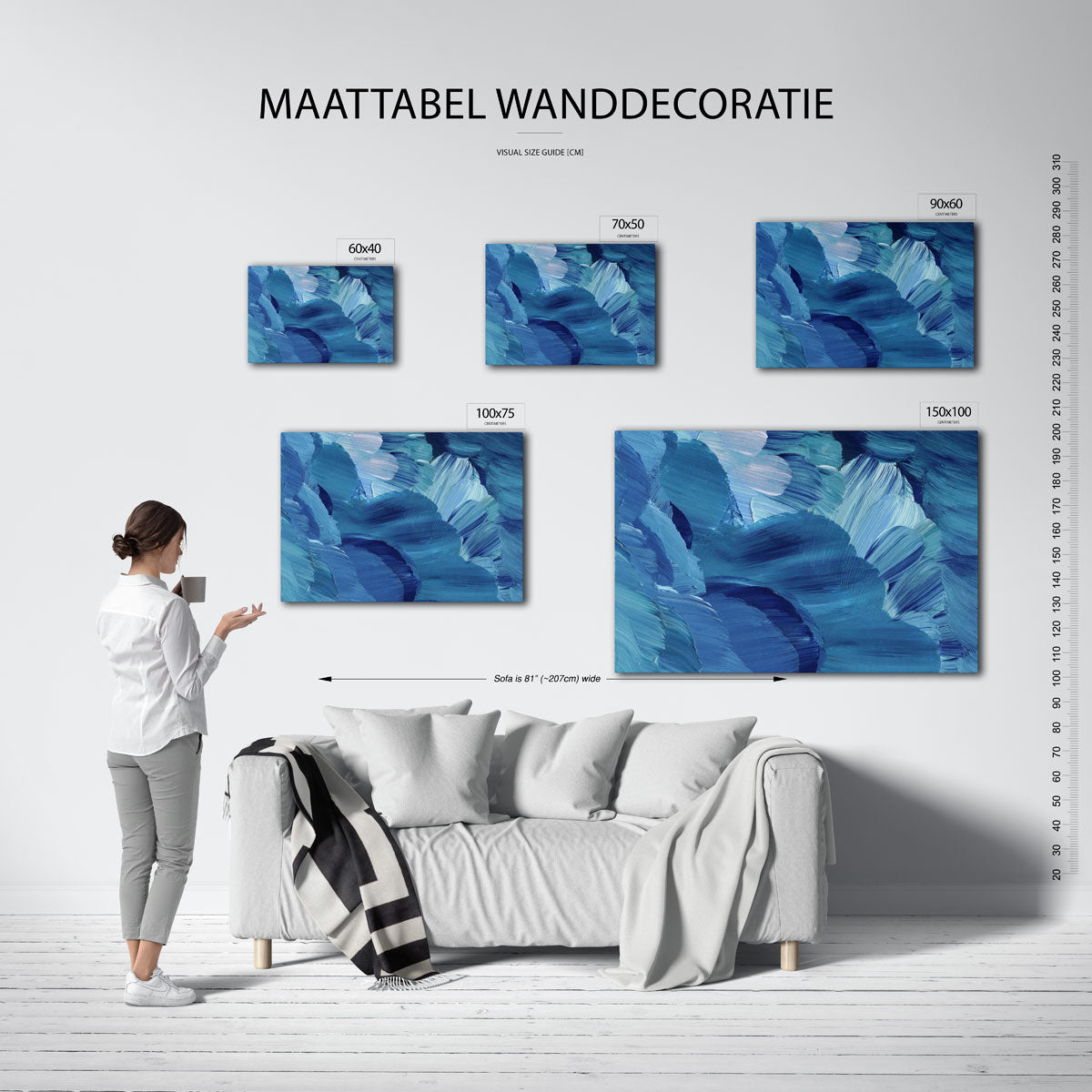 Dynamische blauwe beweging Kunstwerk