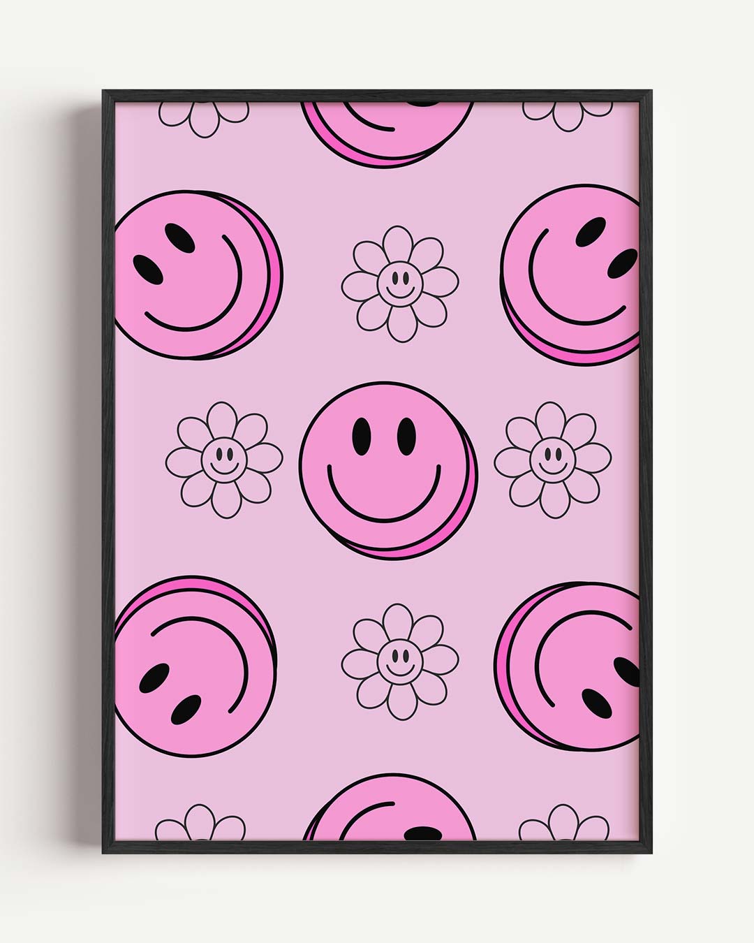 Vrolijke Bloemen en Smiley's Poster-WallArtistic