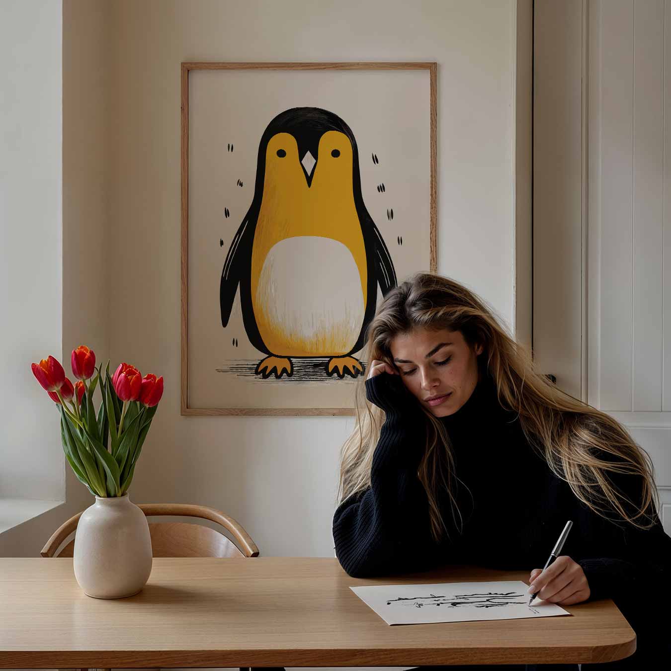 Schattige Pinguïn Illustratie Poster-WallArtistic