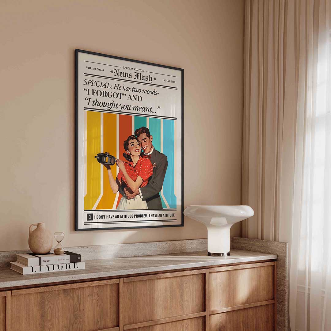 Retro koppel met kleurrijke achtergrond Poster