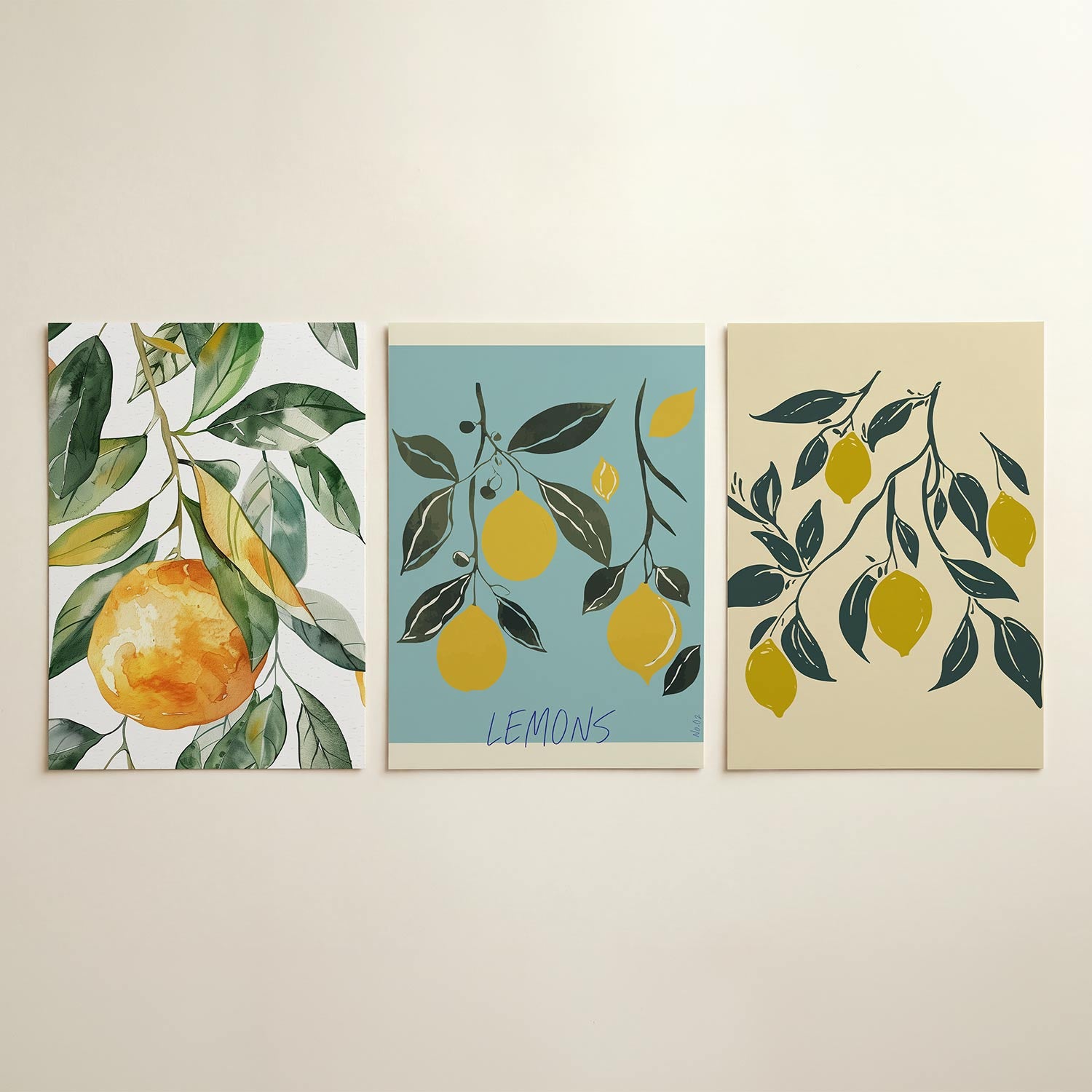 Fruitige kleurvlakken Posterset