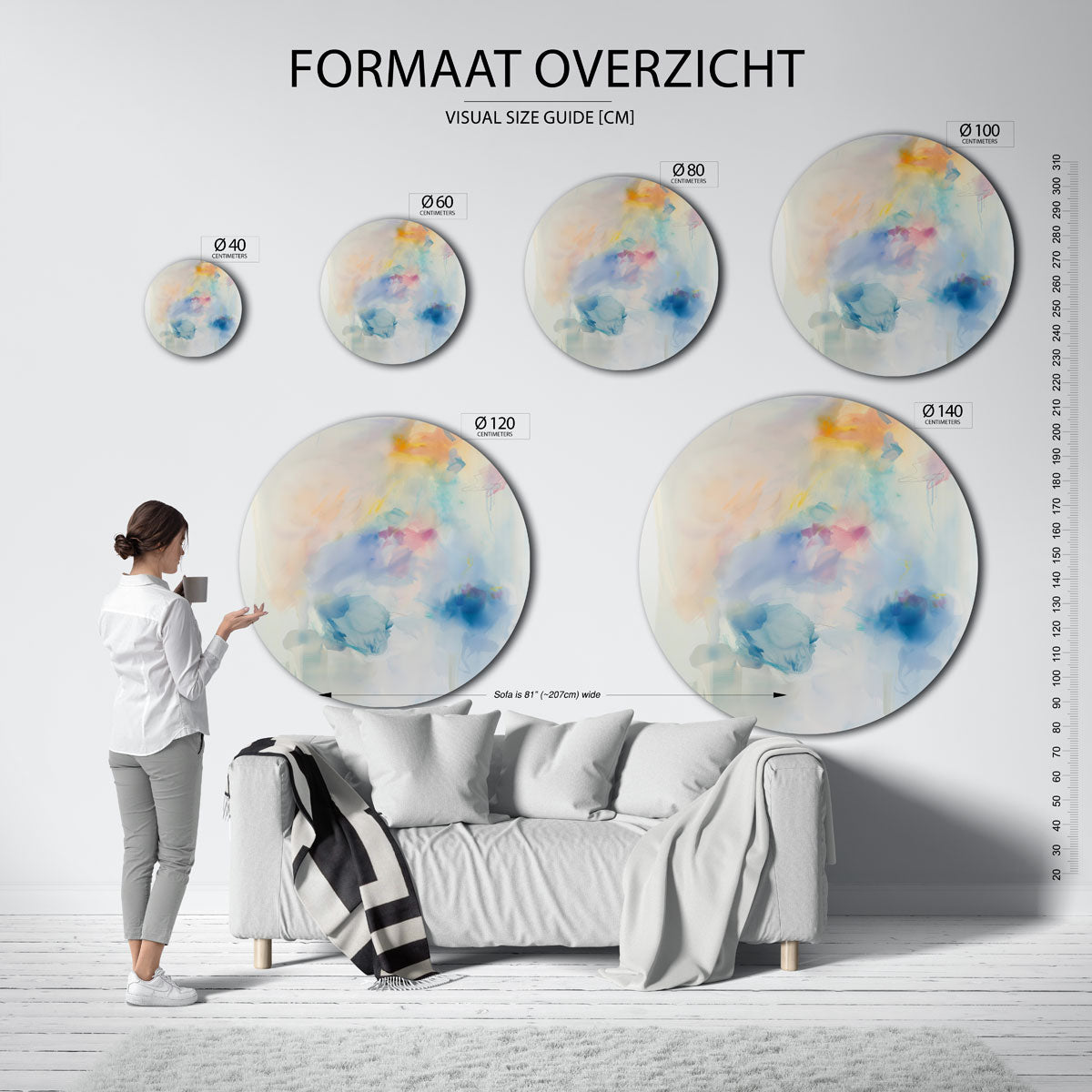 Abstracte kleurenexplosie Muurcirkel