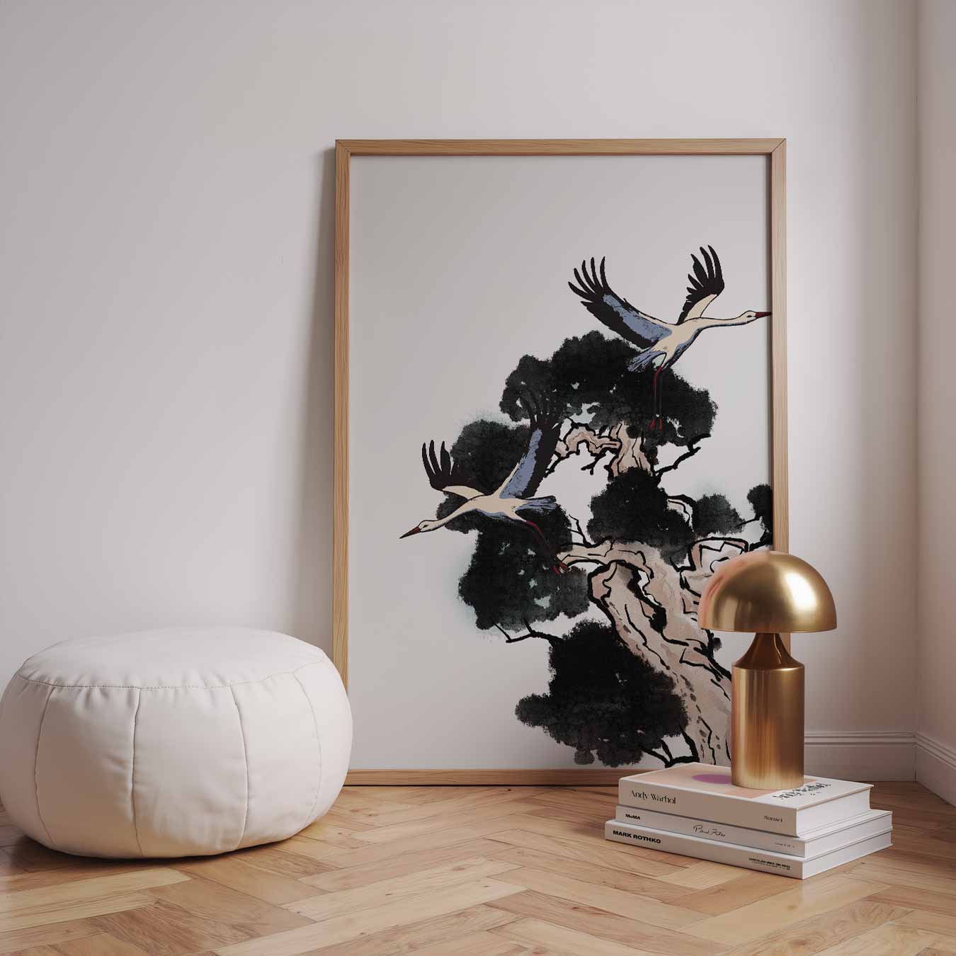 Kraanvogels in de Boom Poster-WallArtistic