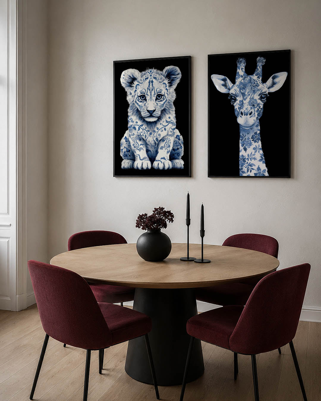 Blauw wit patroon Posterset