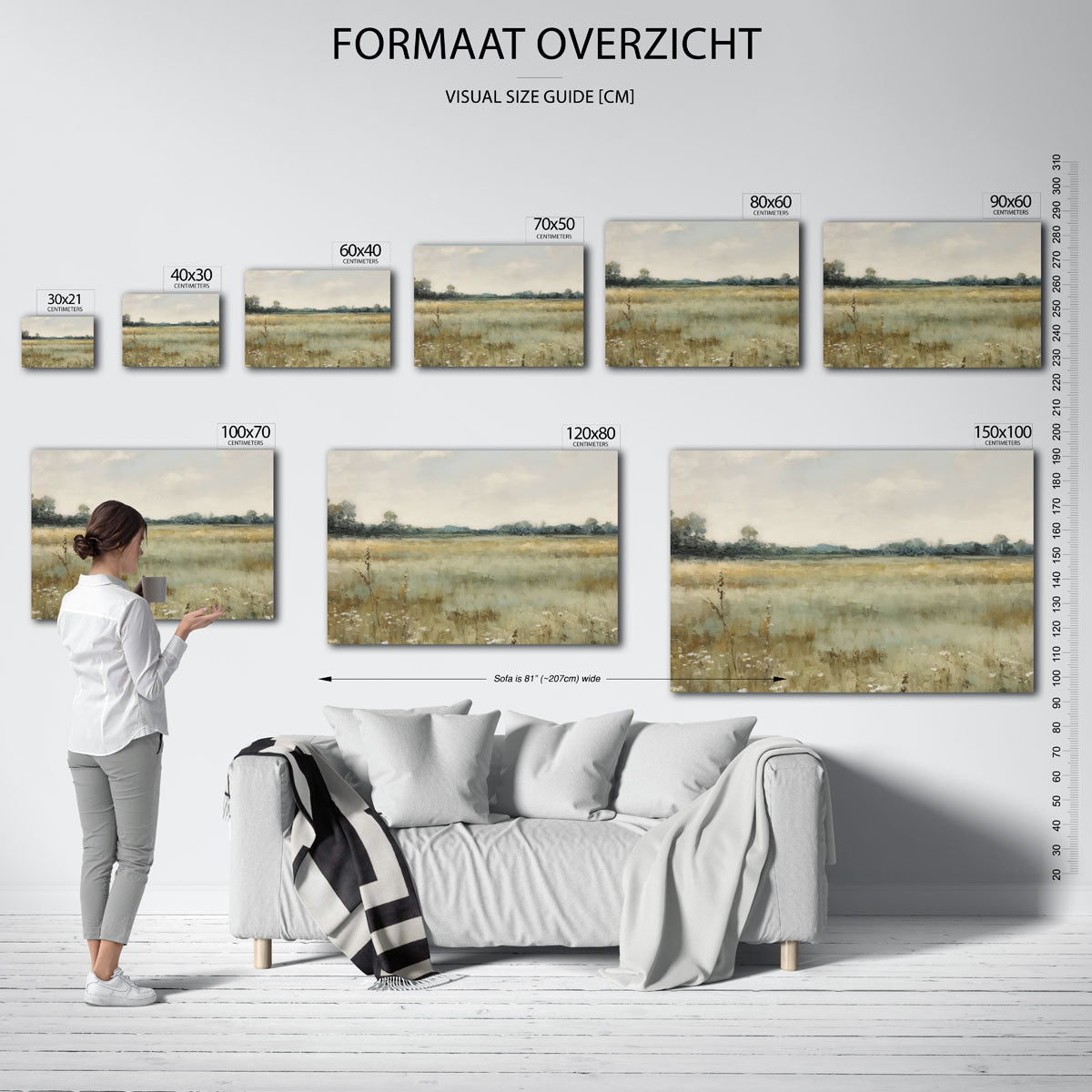 Landschap met veld en bomen Poster