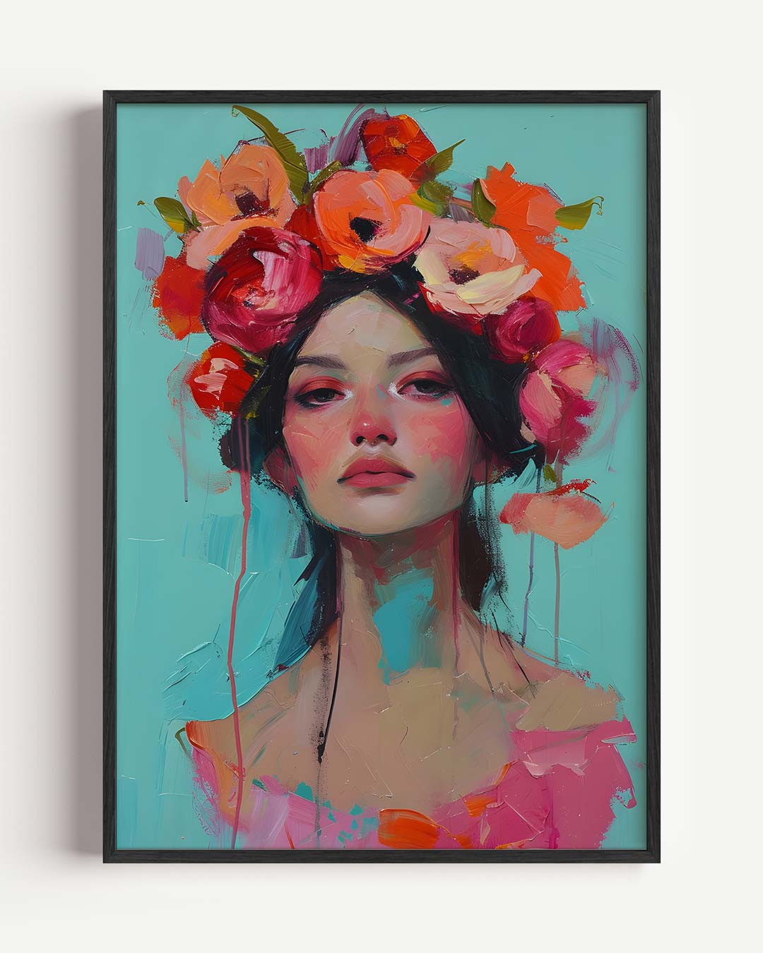 Bloemen Prinses Portret Poster-WallArtistic