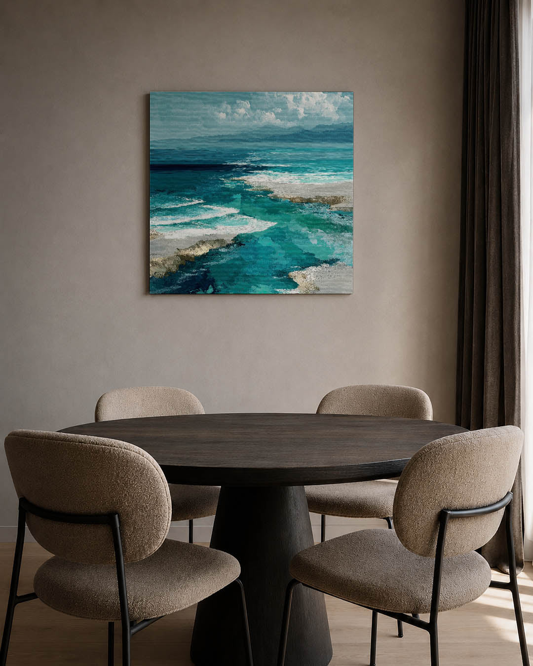 Zeezicht in blauwtinten Kunstwerk