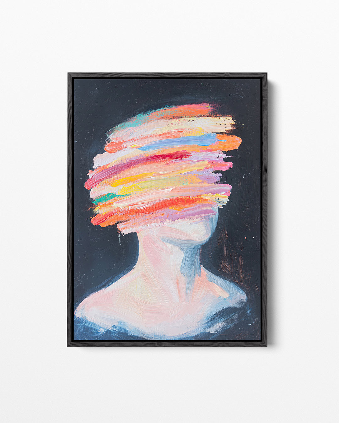 Kleurrijke streken portret Kunstwerk