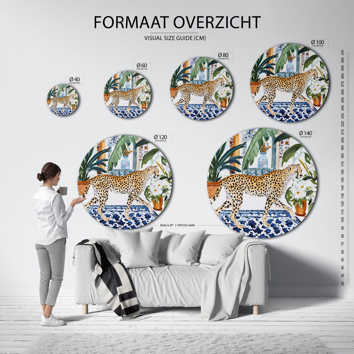 Luipaard en planten Muurcirkel