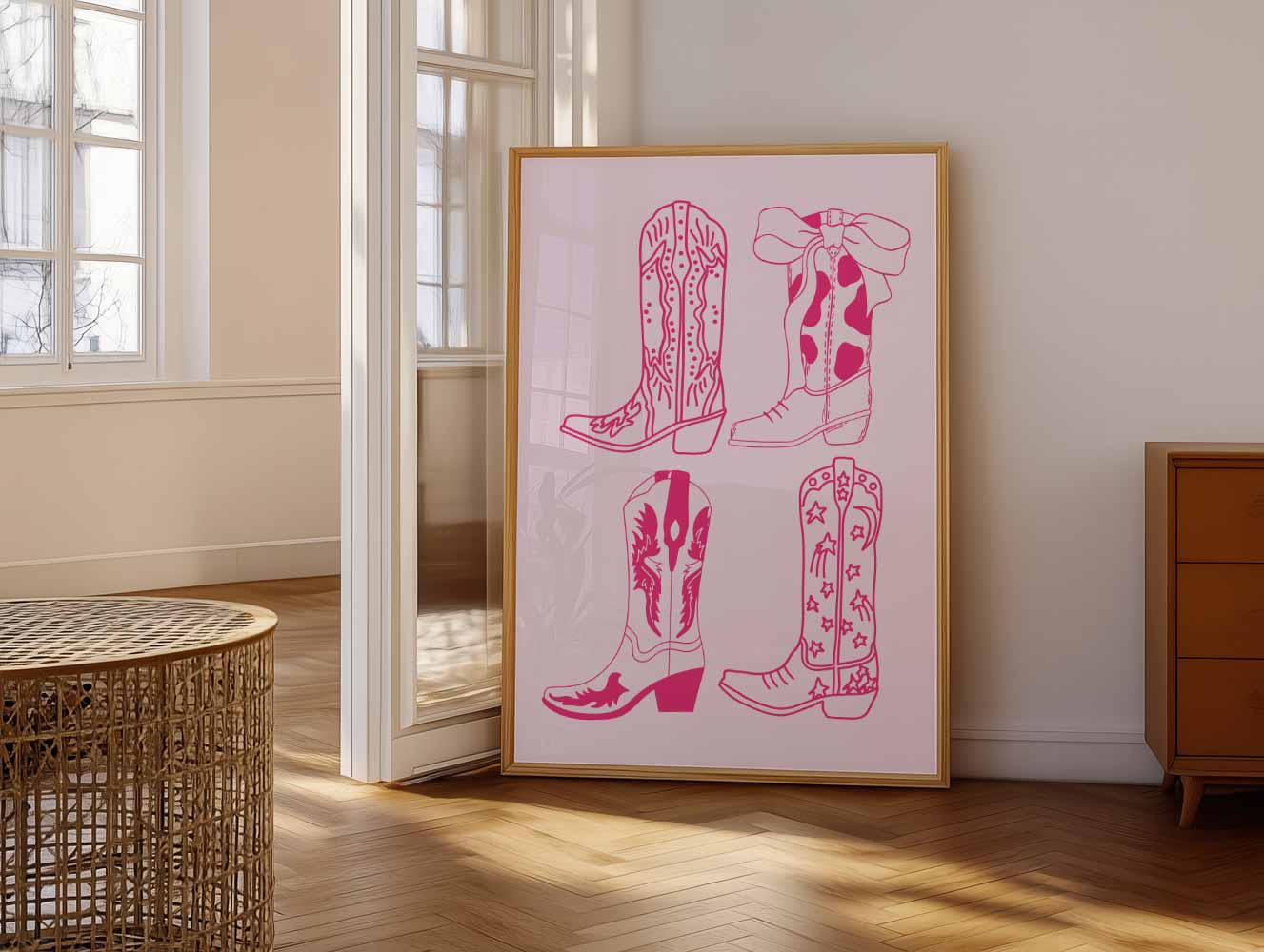 Retro Cowboylaarzen Illustratie Poster-WallArtistic
