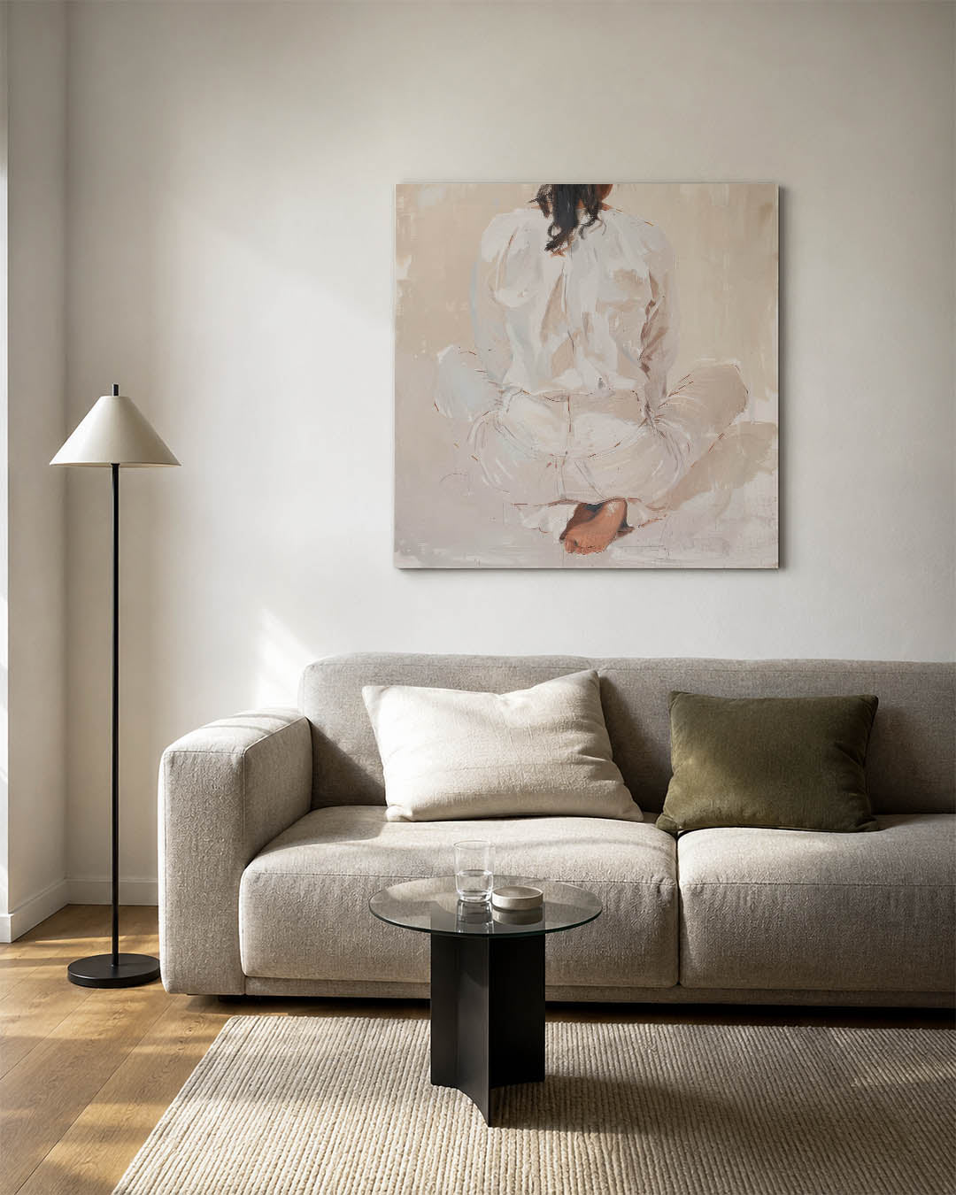 Zittende vrouw rugaanzicht Kunstwerk